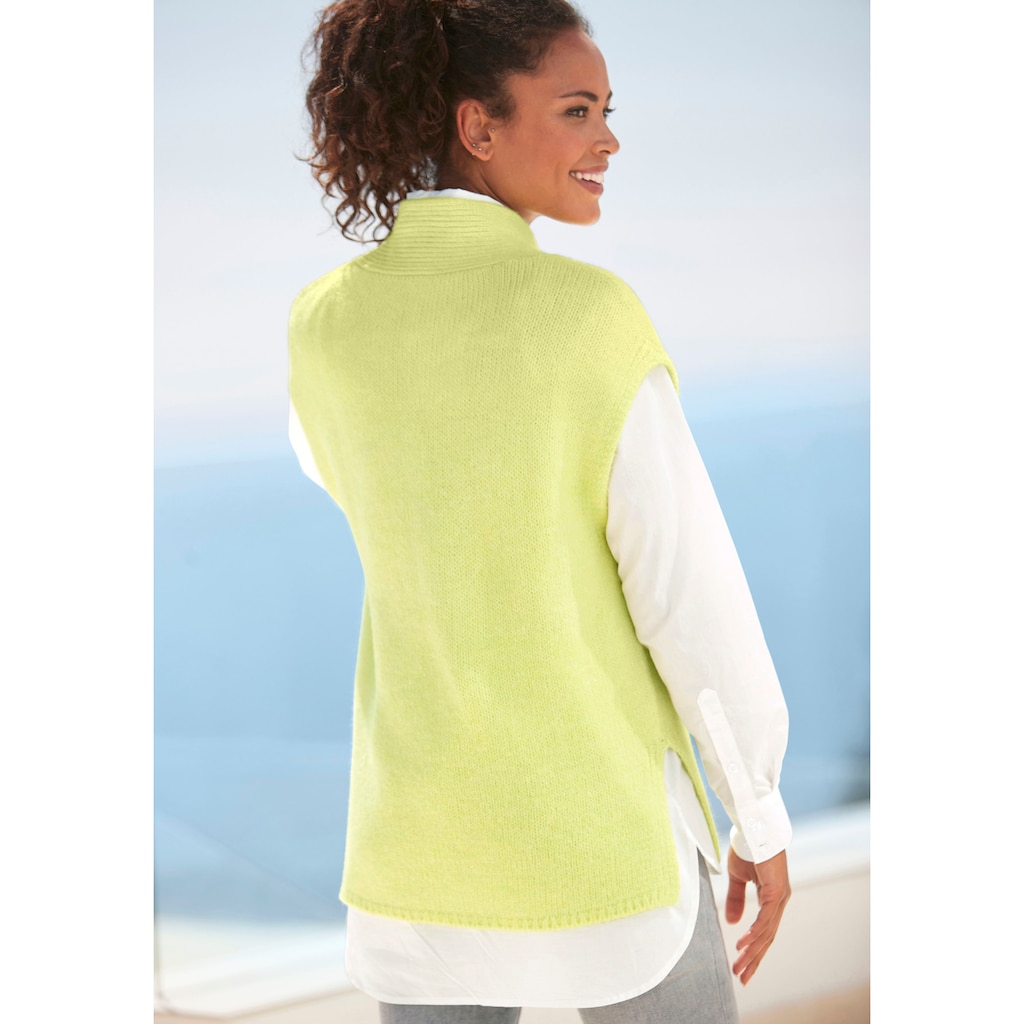 LASCANA Kurzarmpullover, mit V-Ausschnitt, Pullunder in Oversize-Form mit Schlitzen