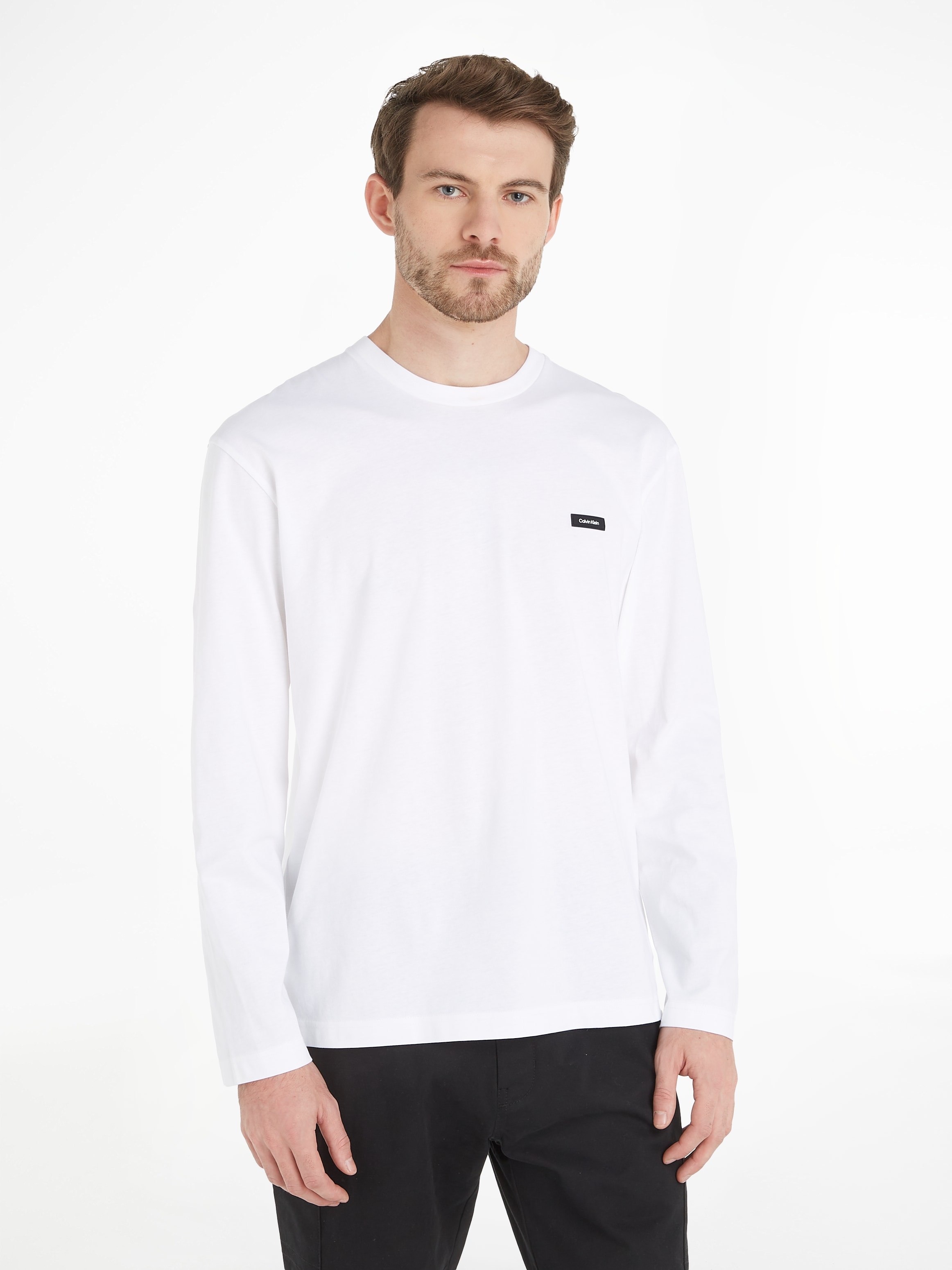 Calvin Klein Langarmshirt "COTTON COMFORT LS T-SHIRT", mit Logopatch