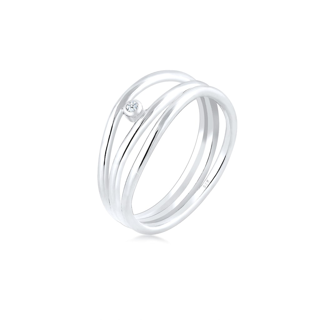 Elli DIAMONDS Diamantring »Wickelring Asymmetrisch Diamant (0.015ct.) Silber«