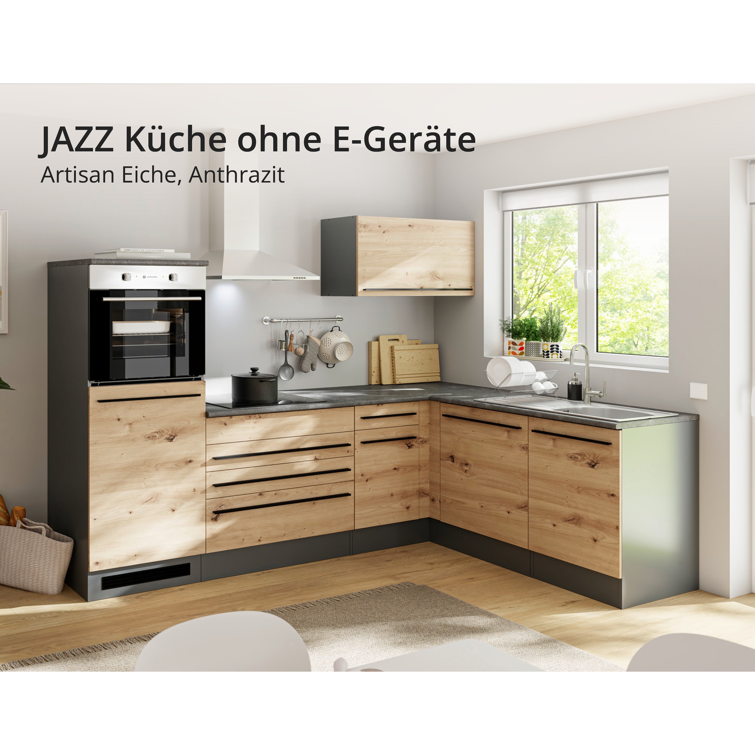 BASIC by Balculina Winkelküche »Jazz« Stellbreite 260x175 cm, wahlweise mit E-Geräten