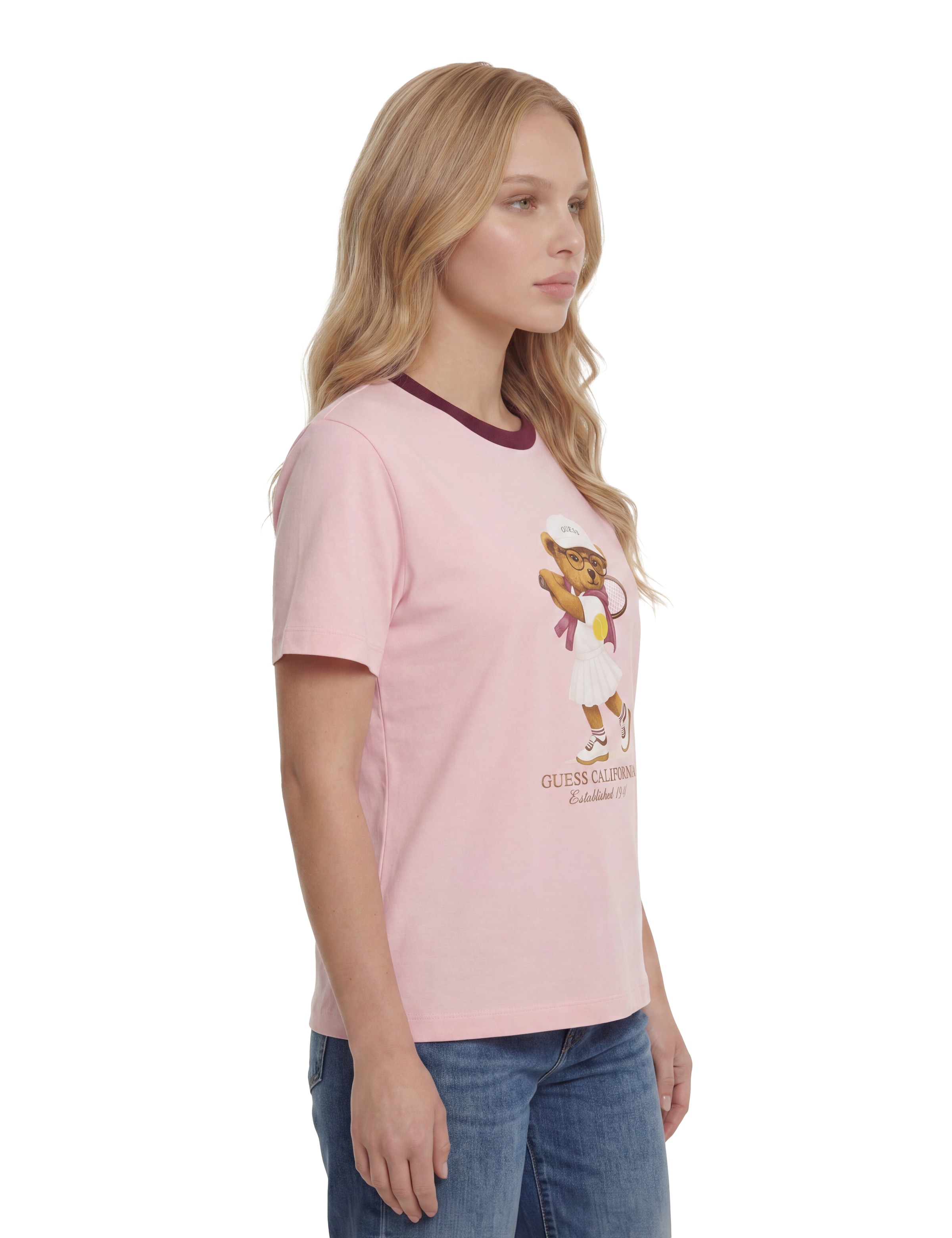 Guess T-Shirt »TENNIS LADY BEAR SS T-SHIRT« mit Frontprint, Regular Fit