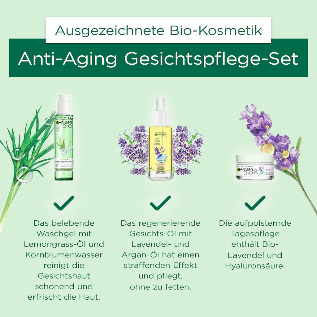 GARNIER Gesichtspflege-Set »Bio Anti-Aging-Set«, (Set, 3 tlg.)