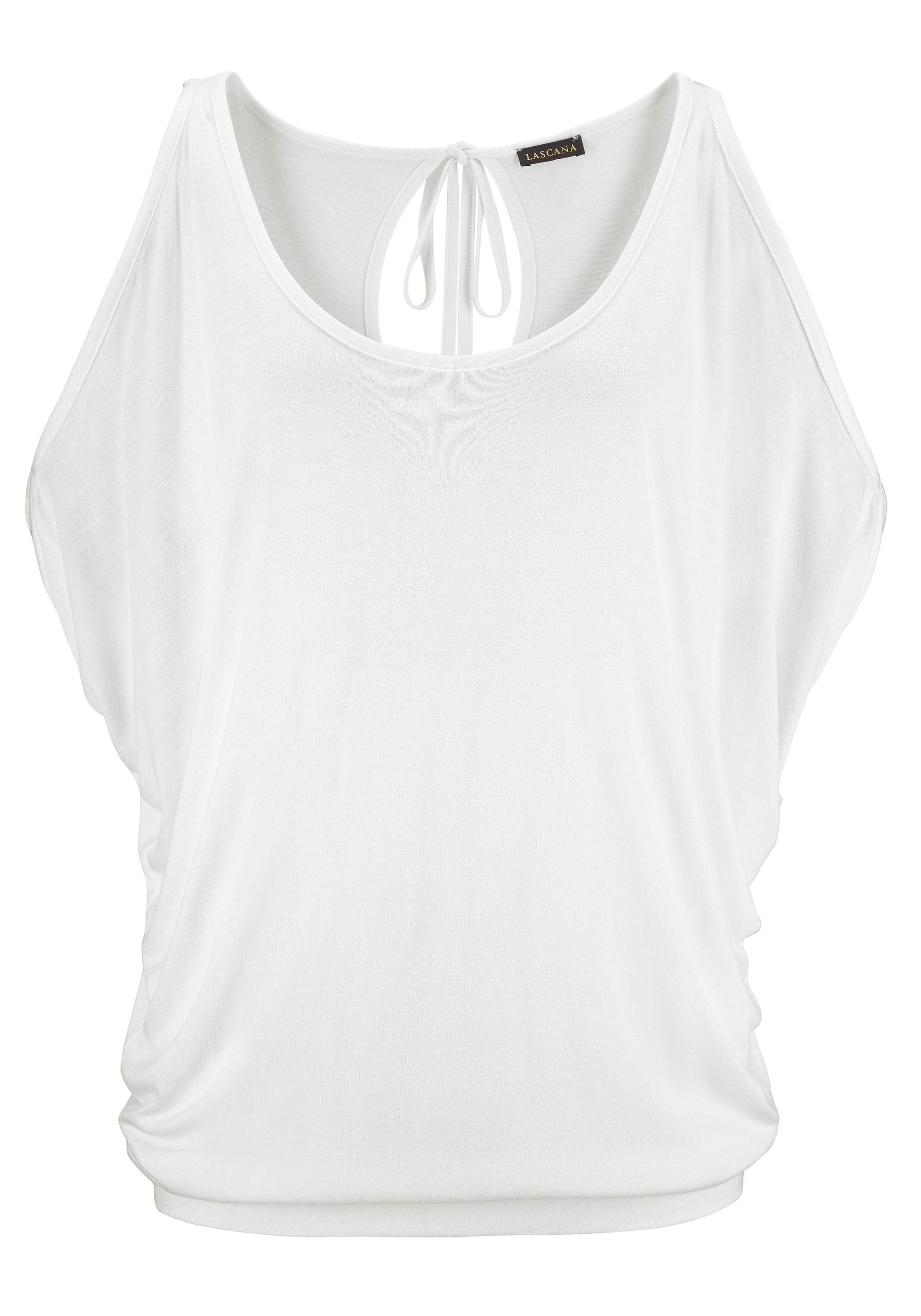 LASCANA Strandshirt mit Schulterschlitzen, Kurzarmshirt, Longshirt, günstig online kaufen