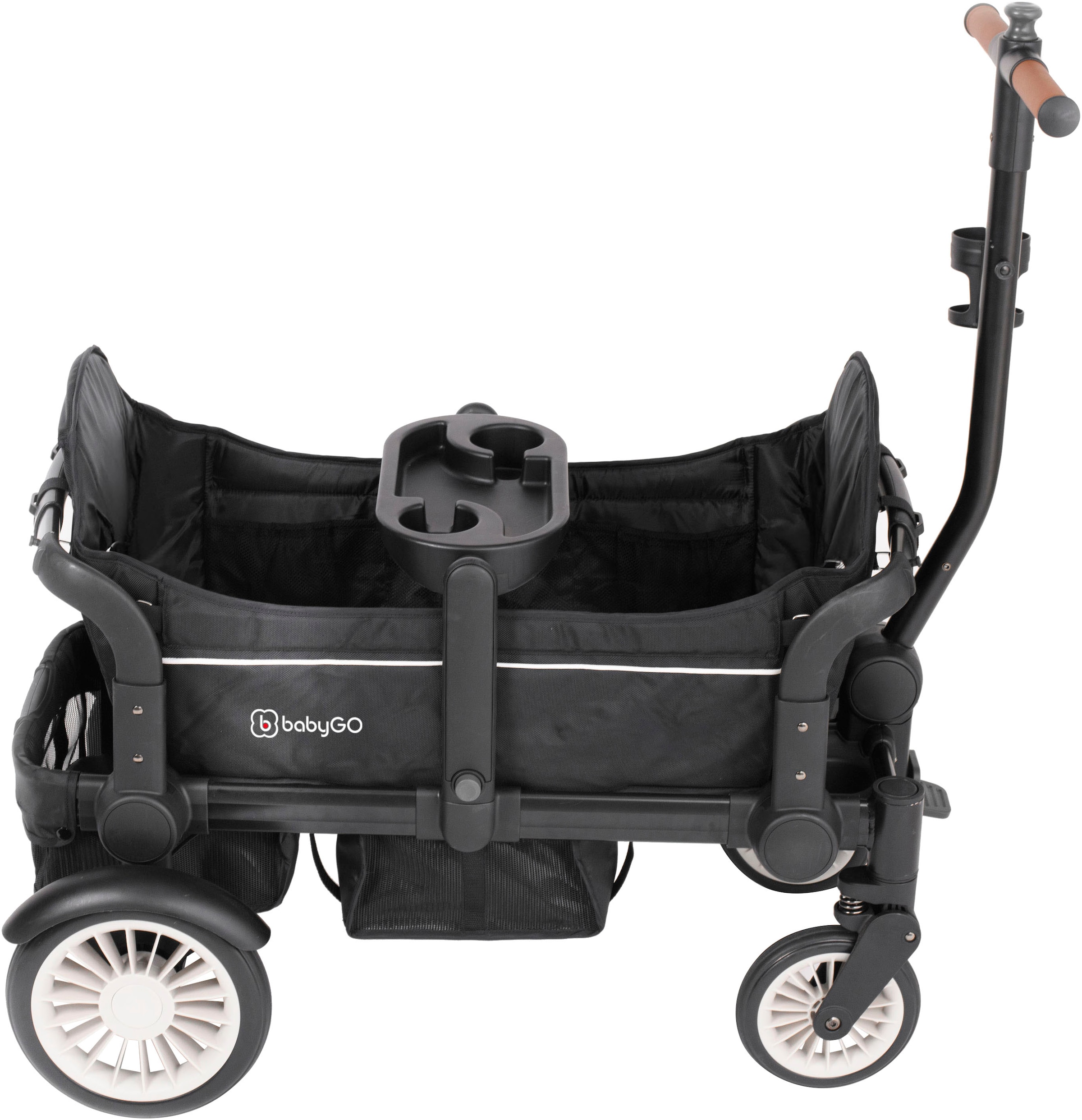 BabyGo Bollerwagen »Cozy Rider«, (Set, 7 tlg., inkl. 2x Sonnenschutz, Tisch, Moskito- u. Regenschutz, Flaschenhalter), klein zusammenfaltbar