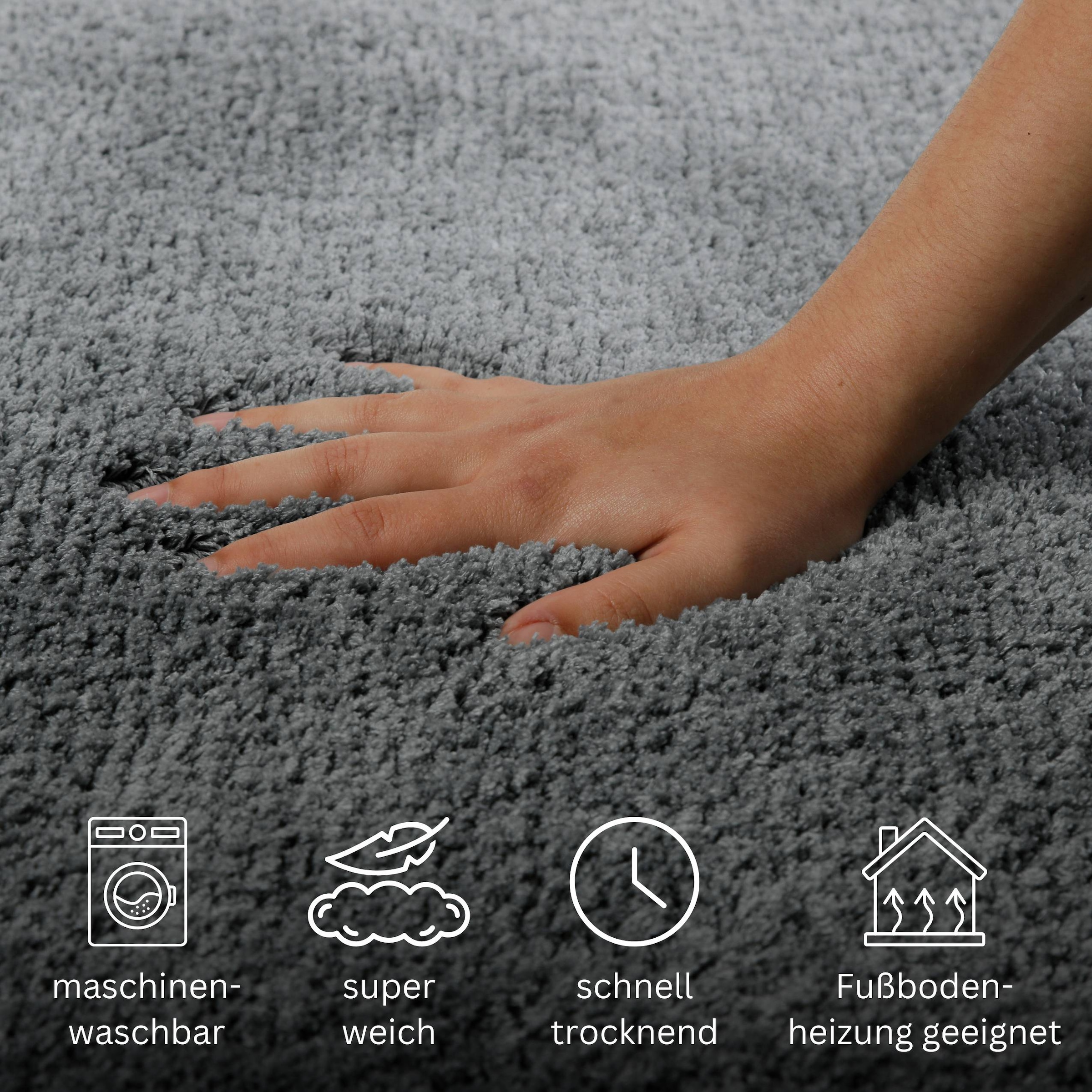 OTTO home Badematte »Kaarin« Höhe 30 mm rutschhemmend beschichtet schnell trocknend Badteppich, getuftet, flauschig, hochflor, große Farbauswahl