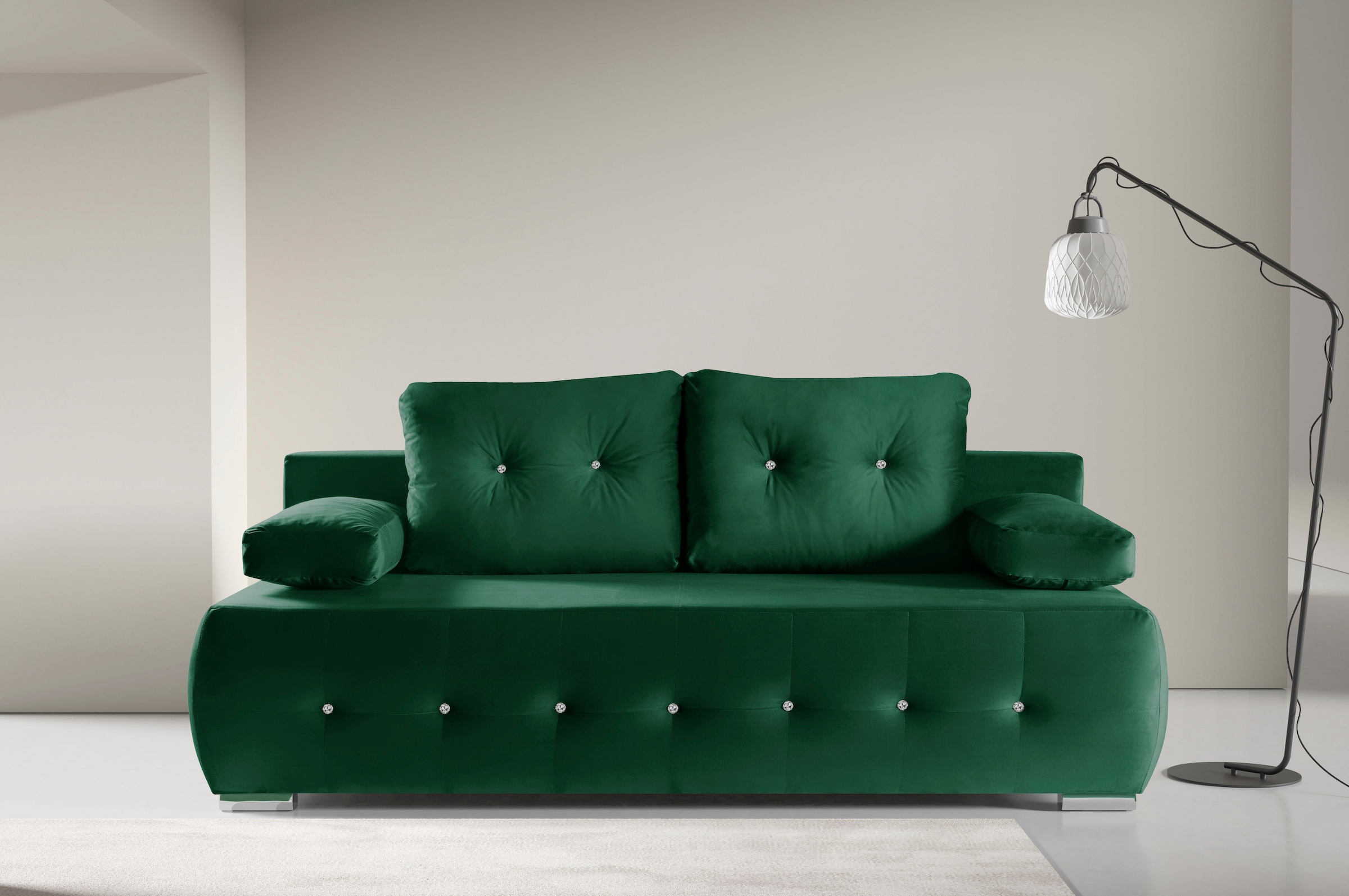 WERK2 Schlafsofa "Monaco", 2-Sitzer Schlafcouch mit Bettkasten & funkelnden günstig online kaufen