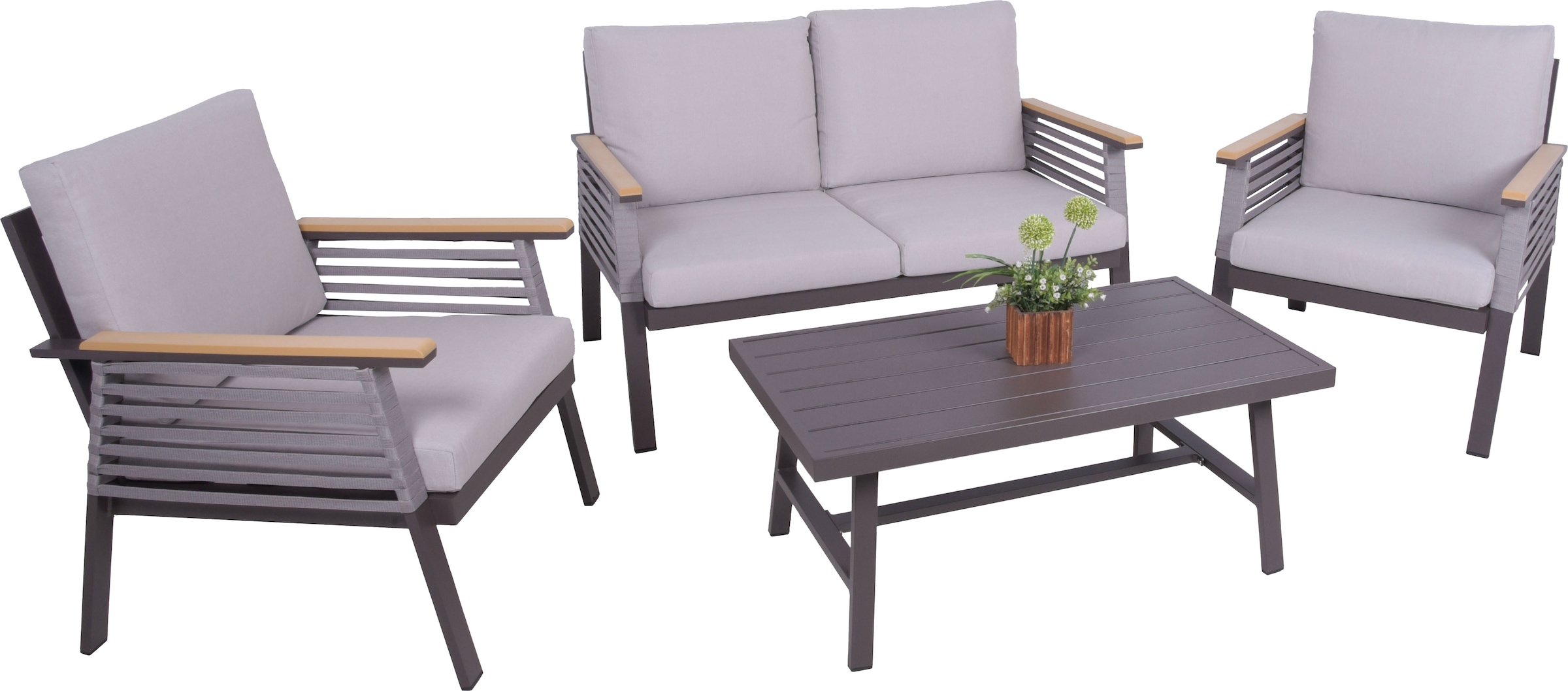 Gartenlounge-Set », Lounge-Gruppe »DENIA««, 2 Sessel, 1 Sofa,Tisch LxB: 55,5x100 cm,...