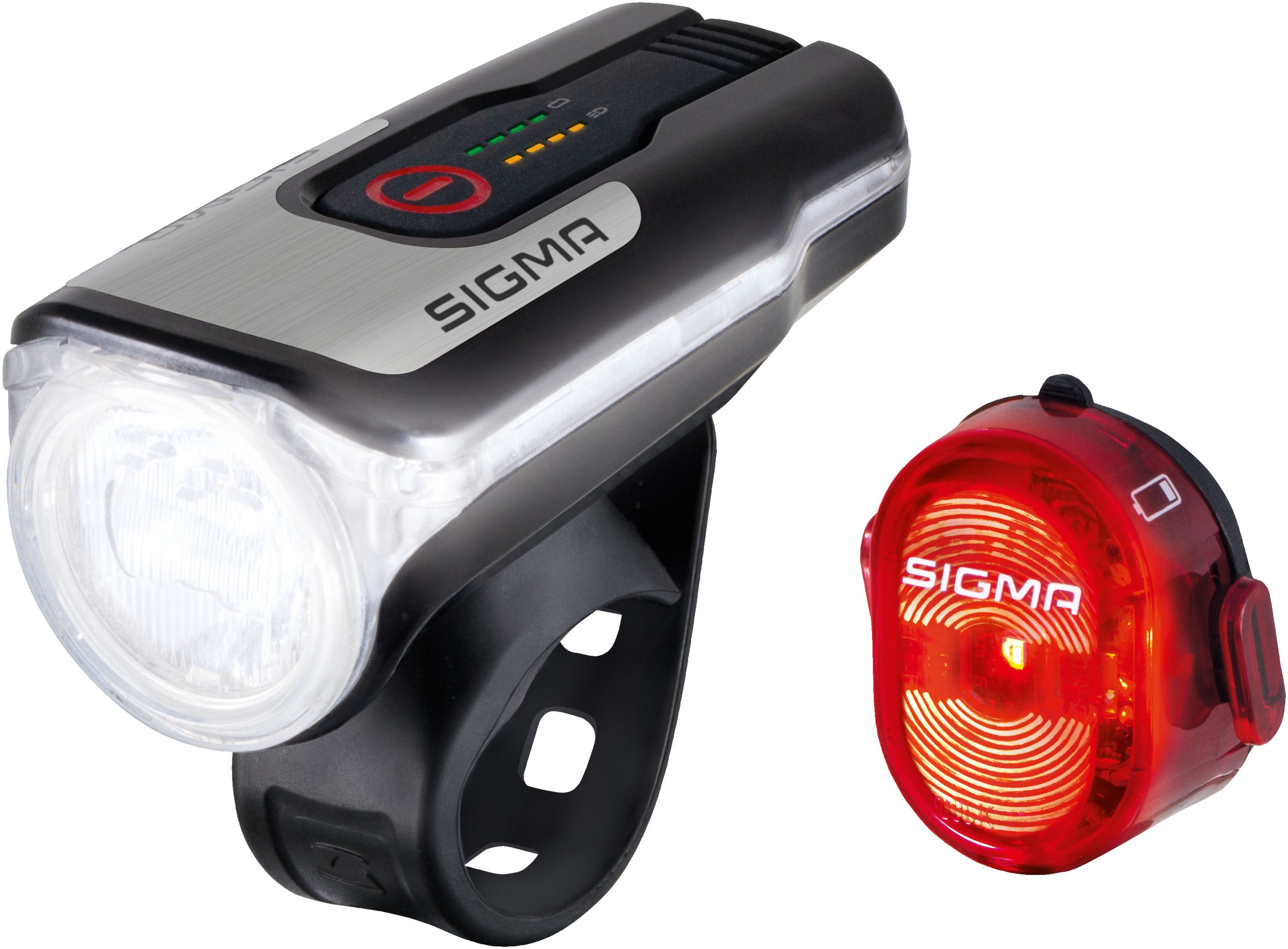 SIGMA SPORT Fahrradbeleuchtung »Beleuchtungsset Aura 80 USB/Nugget II«, (Set, 5 tlg., Frontlicht-Rücklicht-Halterungen-Micro-USB Kabel)