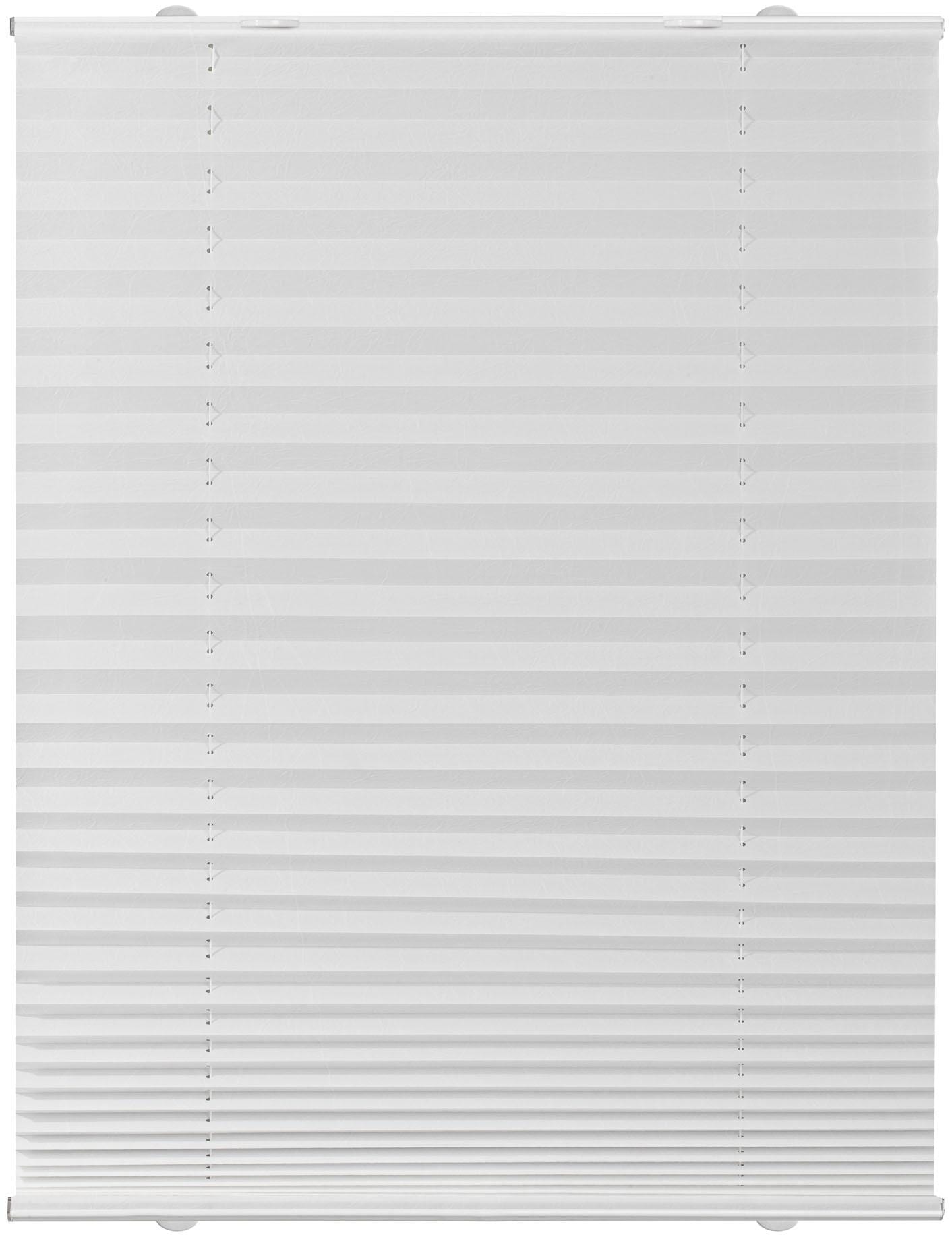 Plissee, B:70cm H:130cm, weiß, LICHTBLICK ORIGINAL, Obermaterial: 100% Polyester, Badezimmer, Plissees, "Haftfix", Crush-Optik, mit Saugnapf