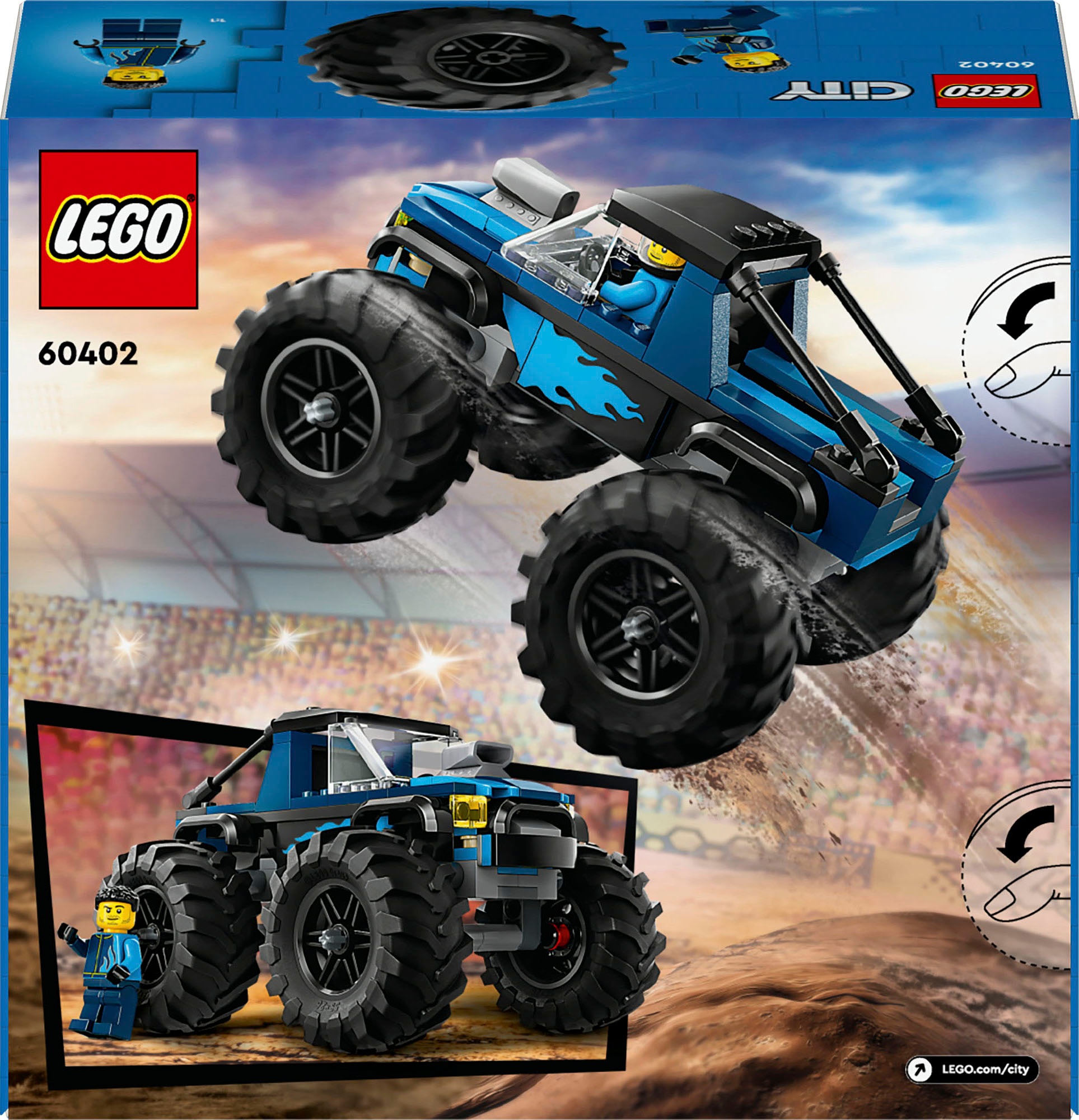 LEGO® Konstruktionsspielsteine »Blauer Monstertruck (60402), LEGO City«, (148 St.), Made in Europe