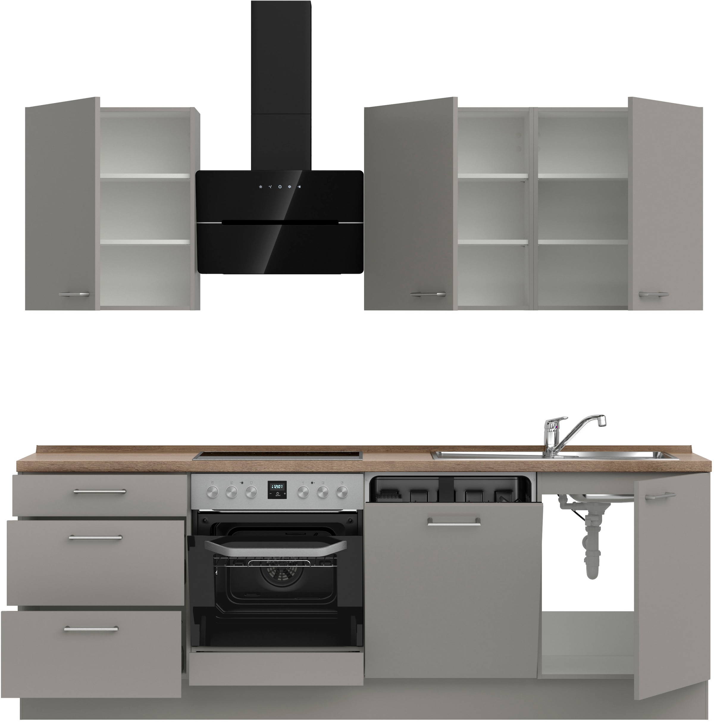 nobilia® Küchenzeile »"Laser II"«, vormontiert, Ausrichtung wählbar, Breite 240 cm, wahlw. mit E-Geräten