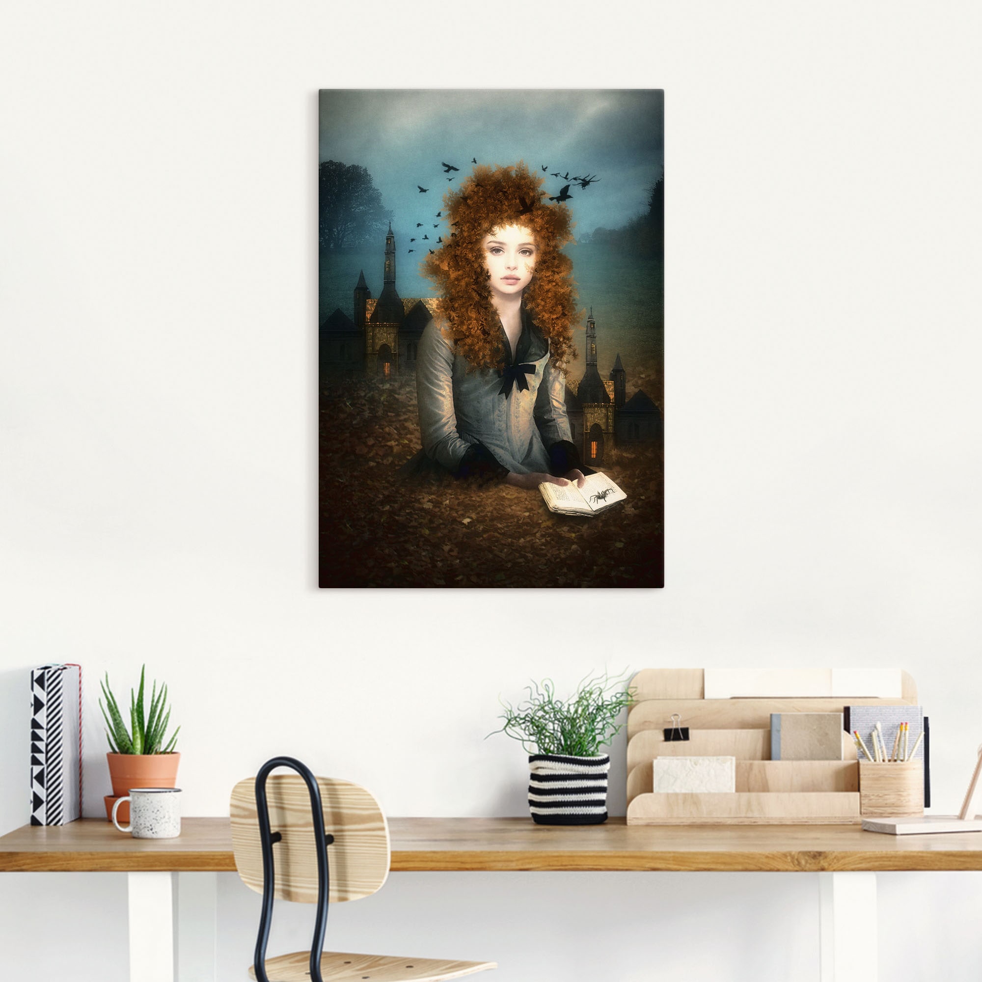 Artland Wandbild »Abendlektüre«, Dark Fantasy, (1 St.), als Alubild, Outdoorbild, Leinwandbild in verschied. Größen