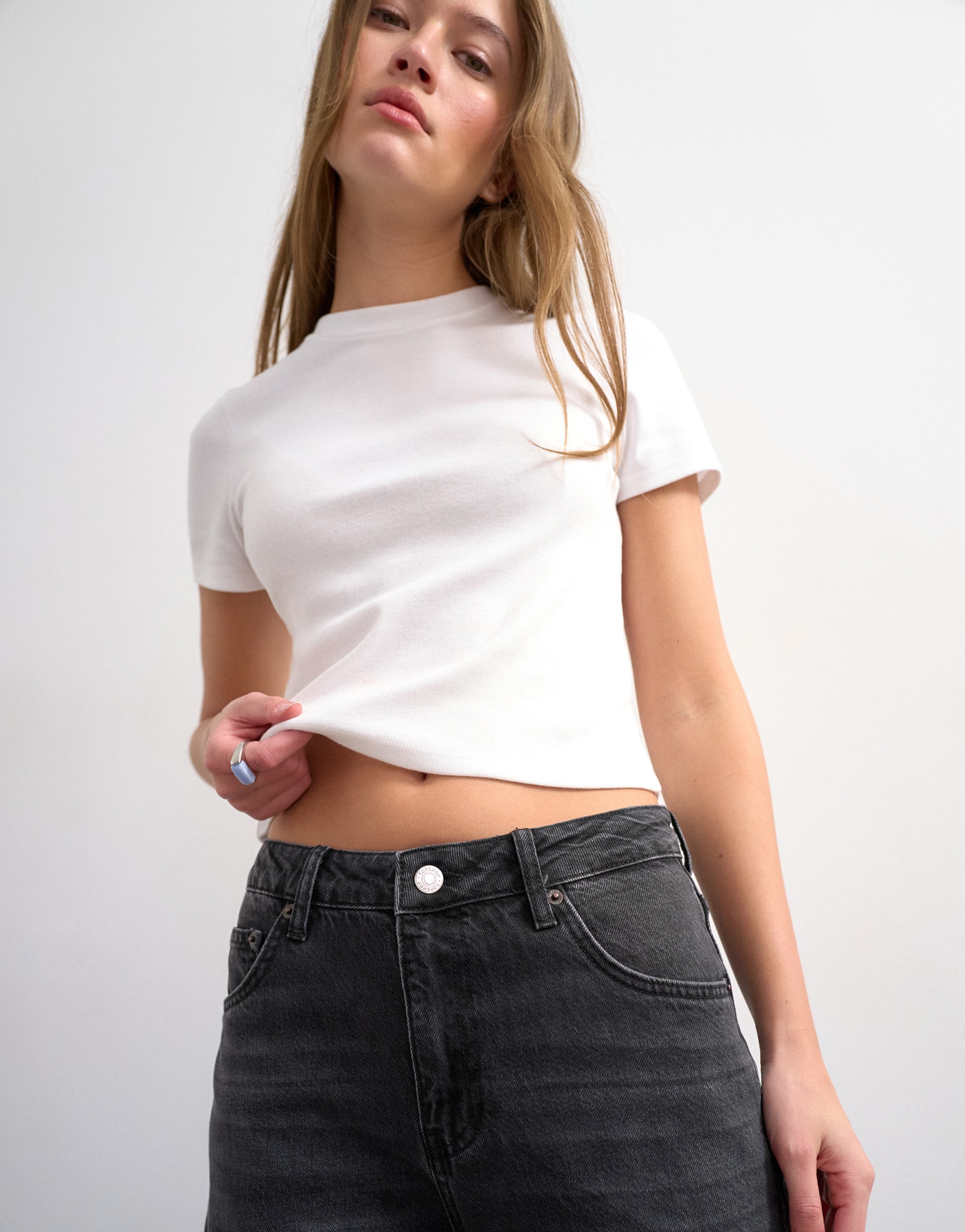 TOPSHOP Weite Jeans "TSBARREL HR DENIM JEANS BLW NOOS" Baumwolle, barrel fit, high waist