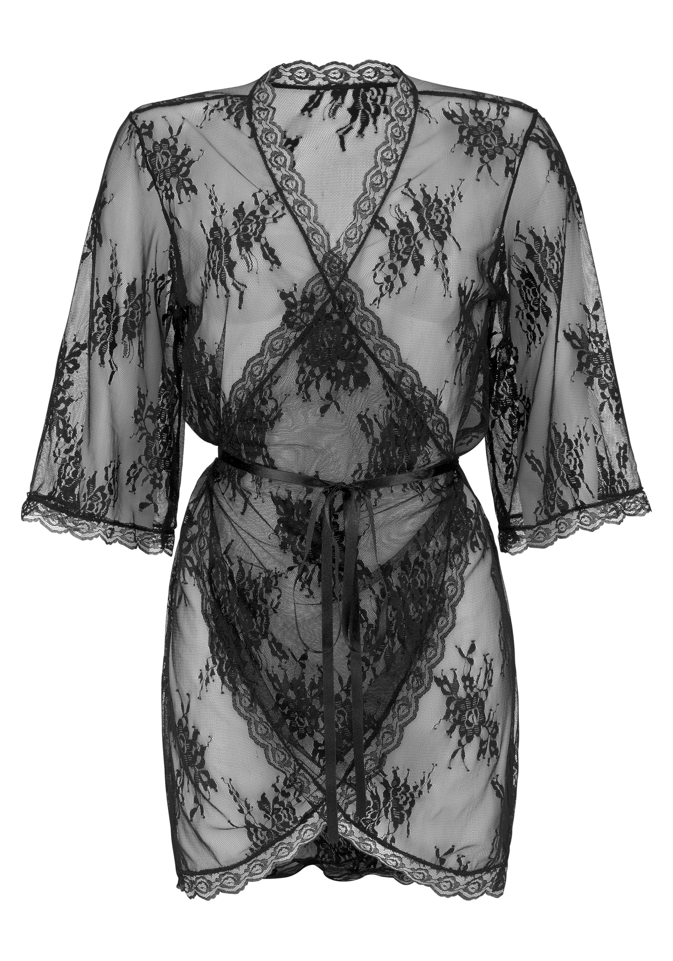 LASCANA Kimono, aus transparenter Spitze, sexy Dessous günstig online kaufen