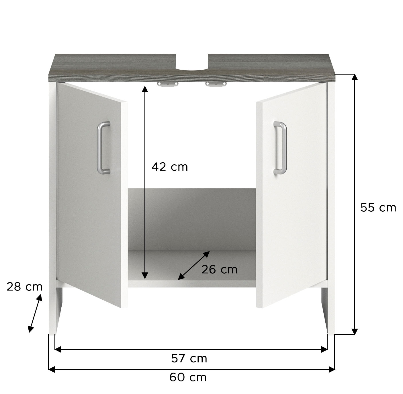 welltime Waschbeckenunterschrank »Lier«, (1 St.), Badmöbel, 2 Türen, Breite  60 cm | BAUR