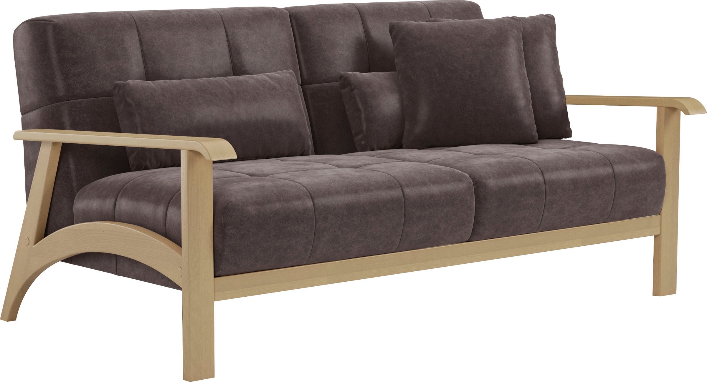 sit&more 2,5-Sitzer »Billund«, Armlehnen aus Buchenholz in natur, verschiedene Bezüge und Farben