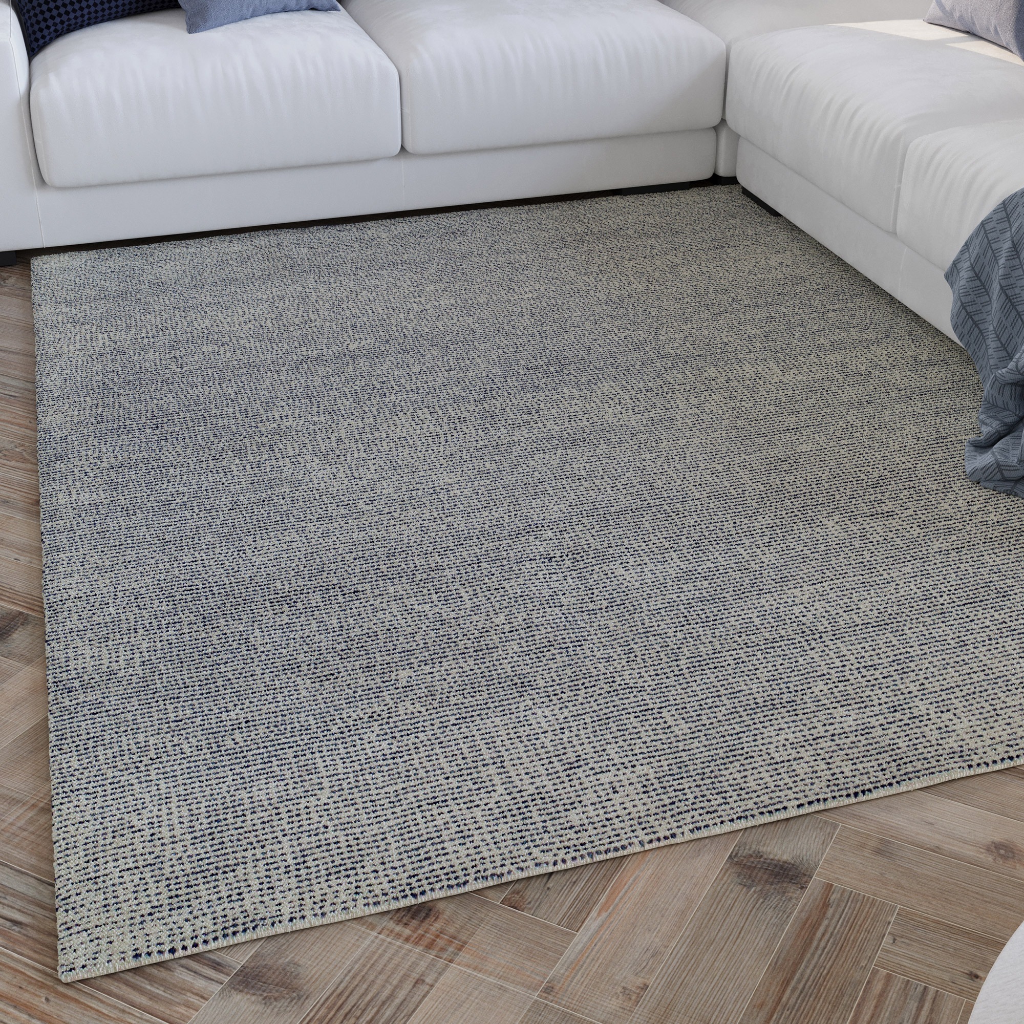 Teppich WECON HOME, B:300cm H:15mm L:400cm, blau, Polyester, Wohnzimmer, Teppiche, "Hamptons THIRTYTWO", Läufer, Kurzflor, Wohnzimmer, Schlafzimmer,