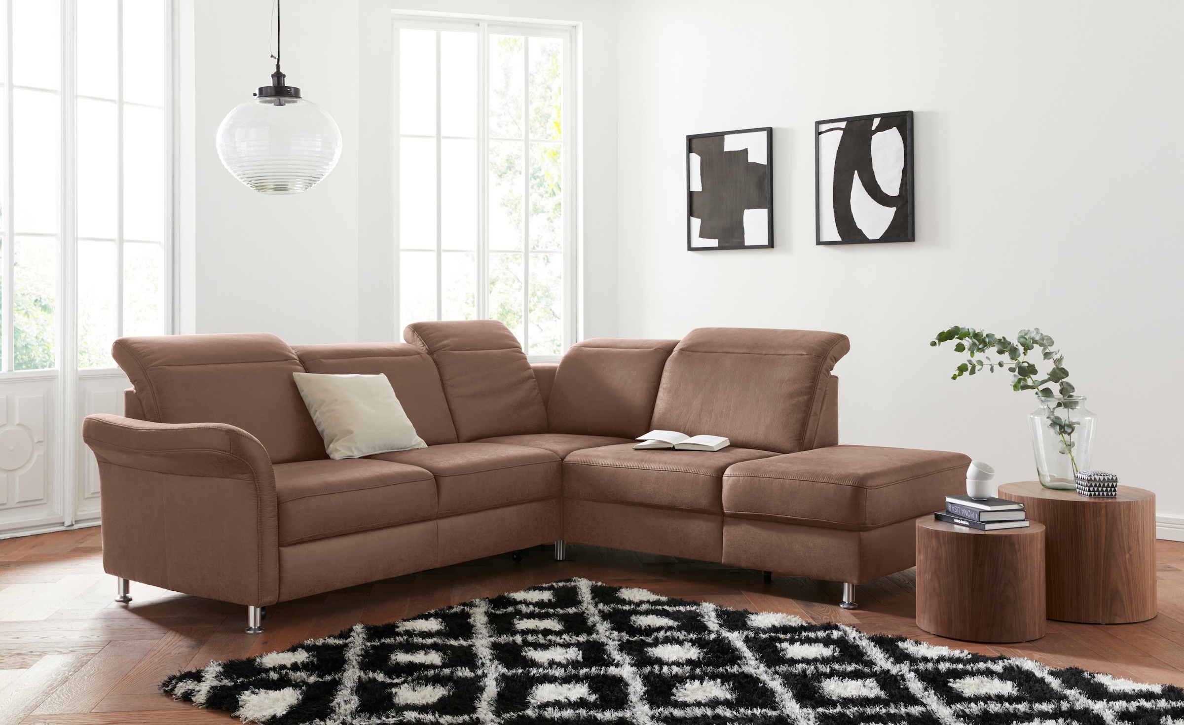 sit&more Ecksofa "Darwin L-Form" inklusive Federkern, wahlweise mit Kopfteilverstellung, Schlaffunktion