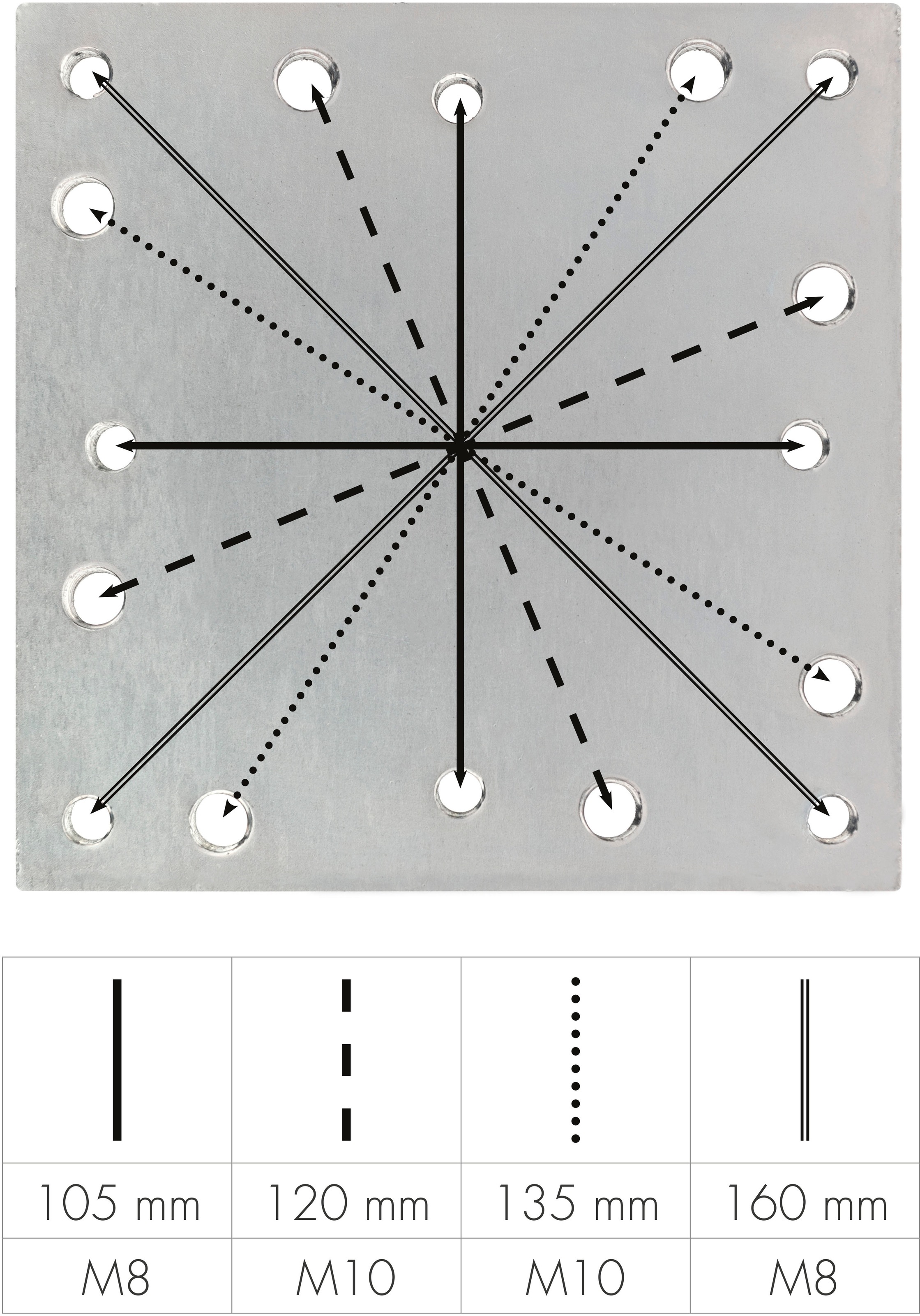 doppler® Bodendübel, (1 tlg.), Abstand Lochung: 10,5 cm, 13,5 cm, 12 cm und 16 cm