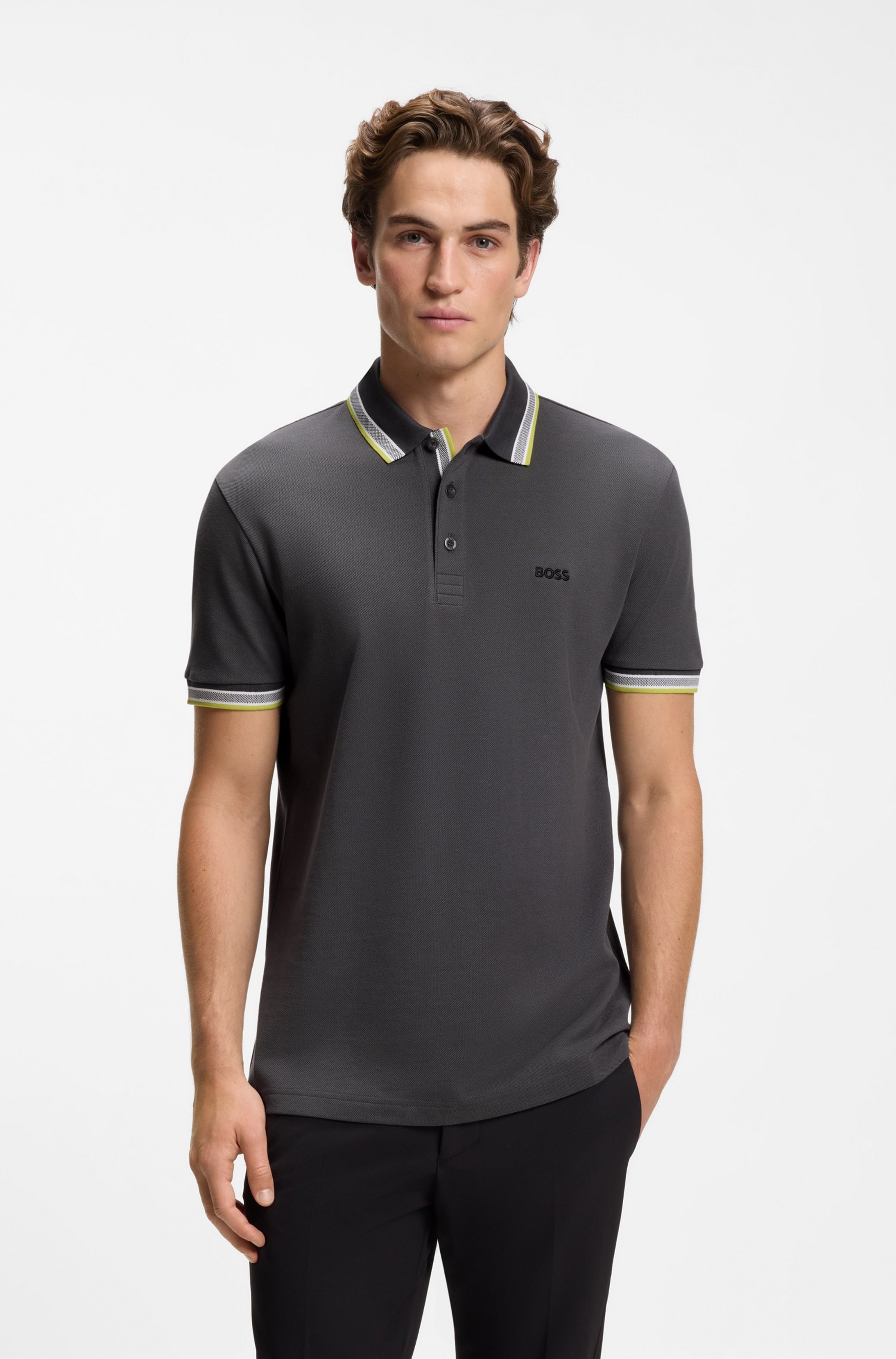 Boss Green Poloshirt "Paddy Regular Fit" Atmungsaktive Piqué-Webstruktur, Flachstrickkragen, Gerader Schnitt