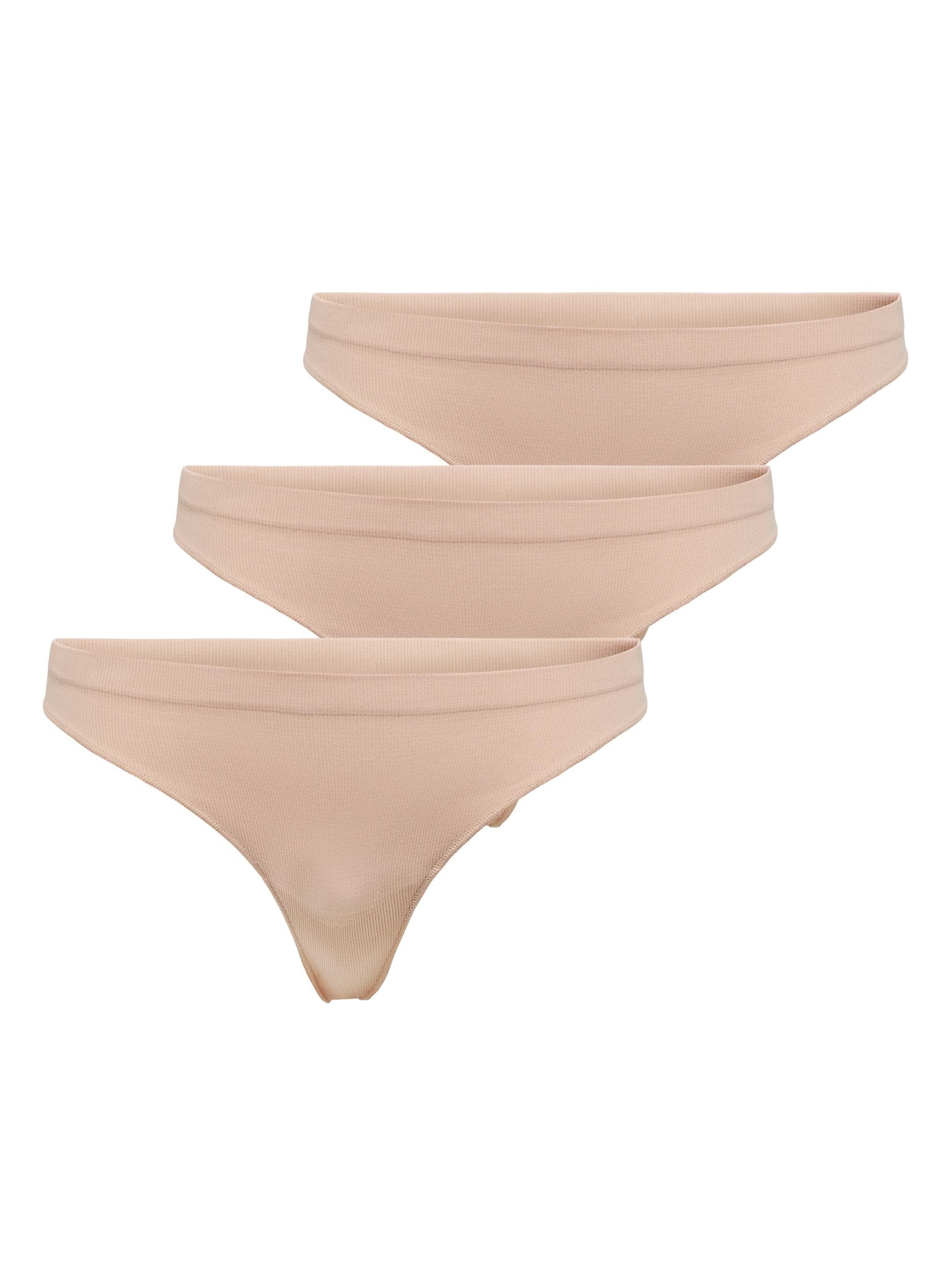 ONLY Tangaslip »ONLVICKY RIB S-LESS THONG 3-PK NOOS«, (Packung, 3 St.)