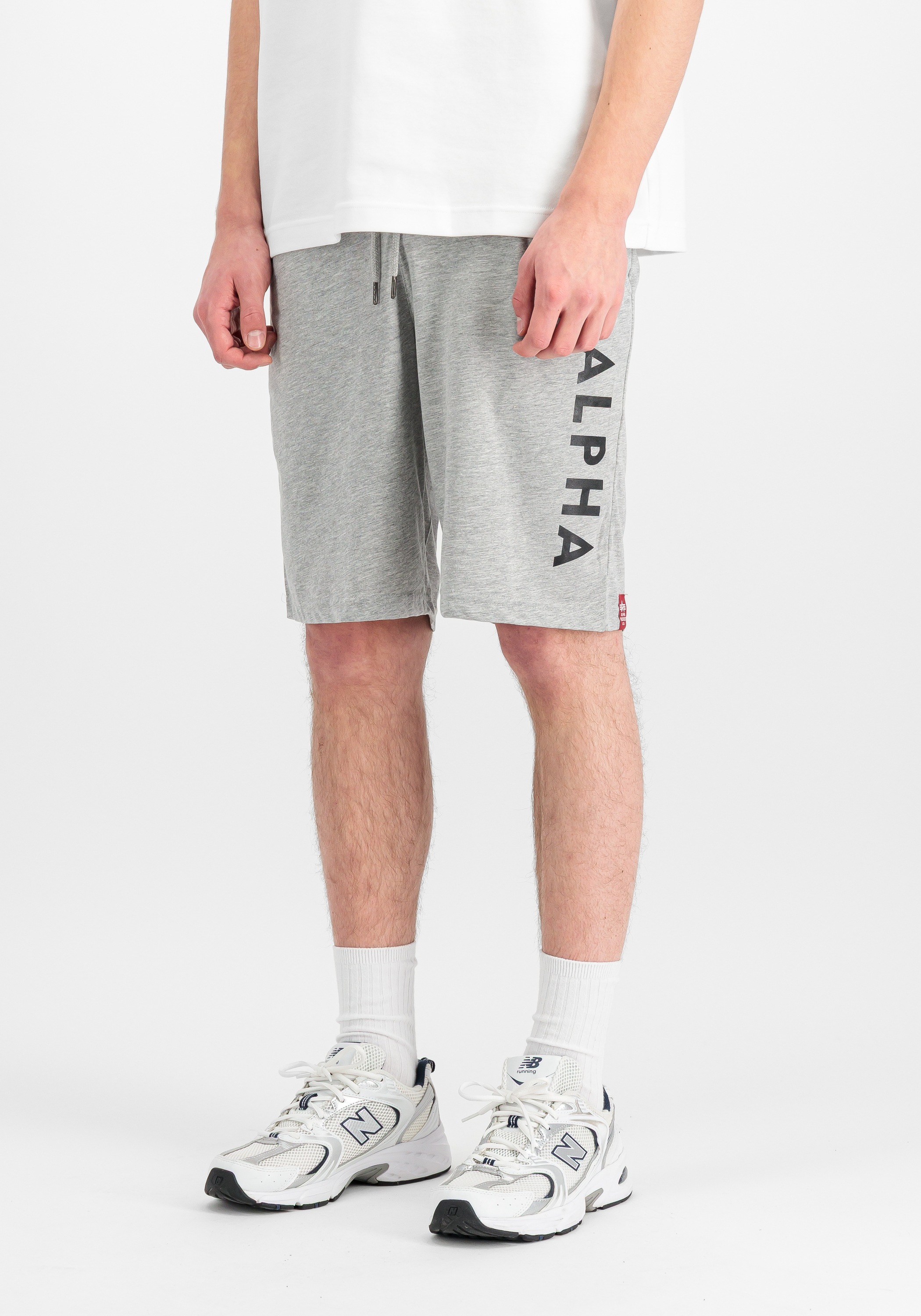 Alpha Industries Herren Jersey Shorts Grau Meliert L 5