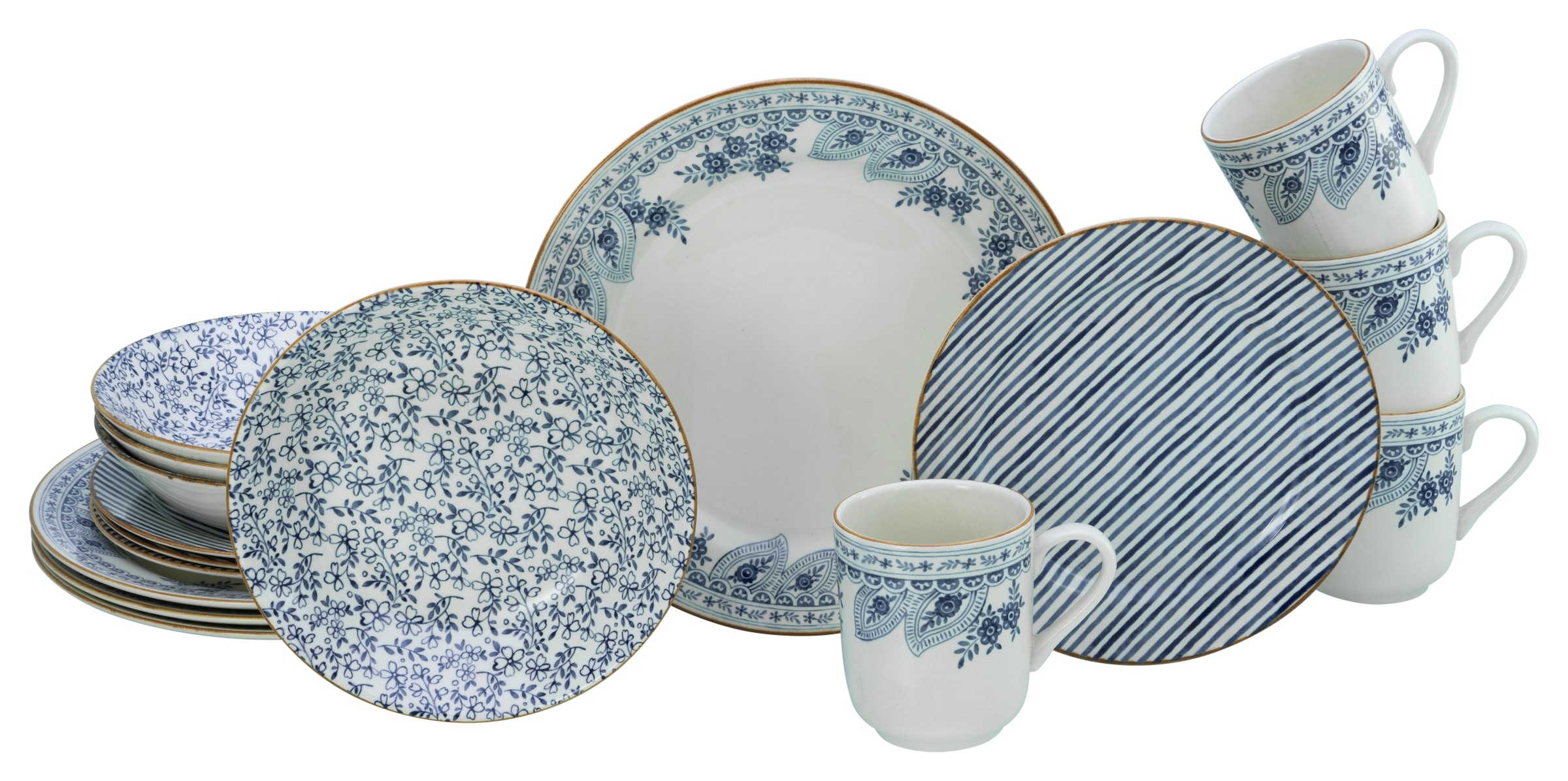 CreaTable Kombiservice "Euböa, Kombi-Service 16-tlg" Blaue Motive günstig online kaufen