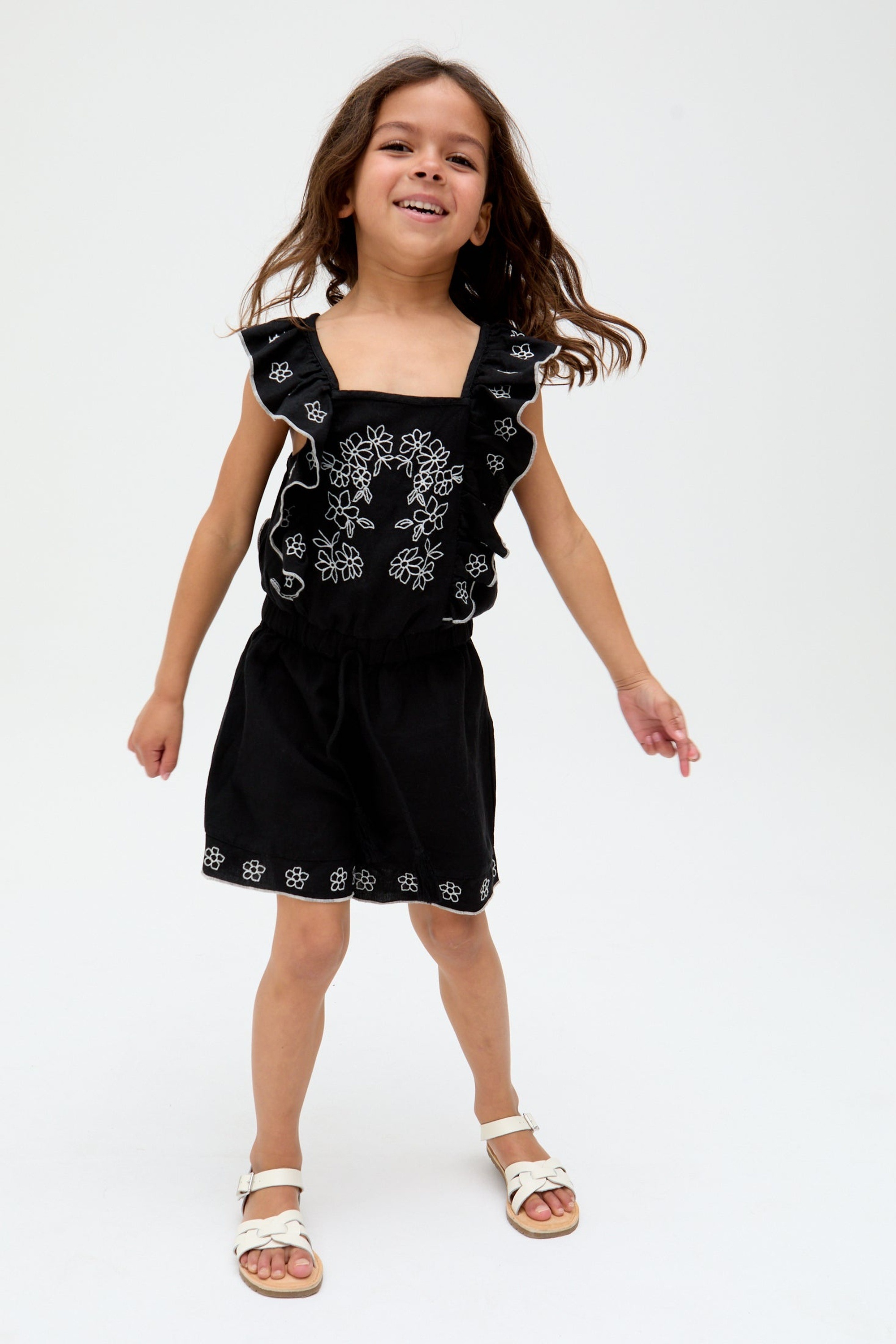 RAFFYA Jumpsuit »Philo Ruffle Neck Embroidered Playsuit Mädchen«