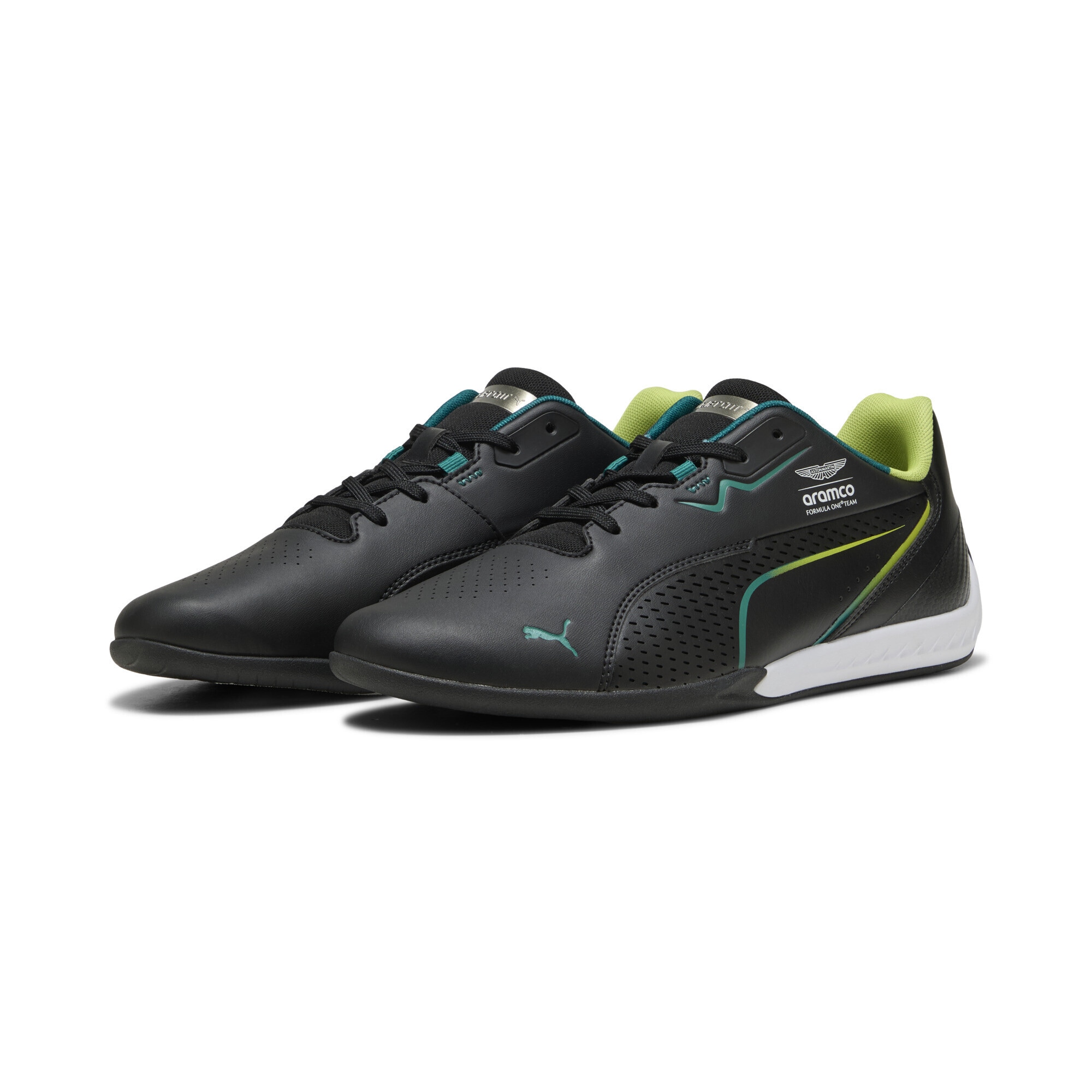 PUMA Damen Sneaker "PUMA x ASTON MARTIN ARAMCO F1 TEAM Drift Cat 11 Sneakers", Gr. 44schwarz grün lux, Obermaterial: Synthetik, Textil; Futter:
