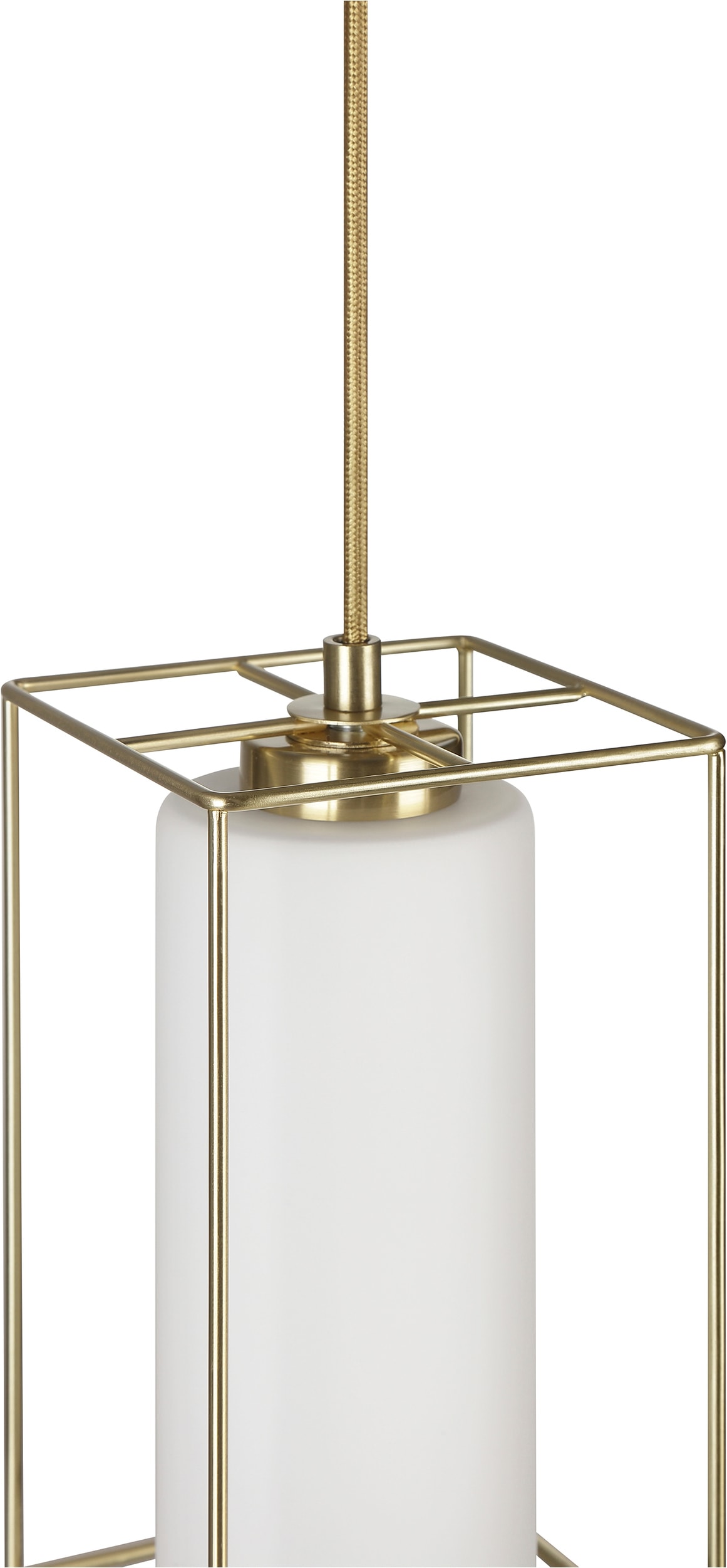 Brilliant Pendelleuchte »Dolly« E27 1 Stk. 12,5 x 12,5 x 120 cm, E27-Fassung, Metall/Glas, matt goldfarben/weiß