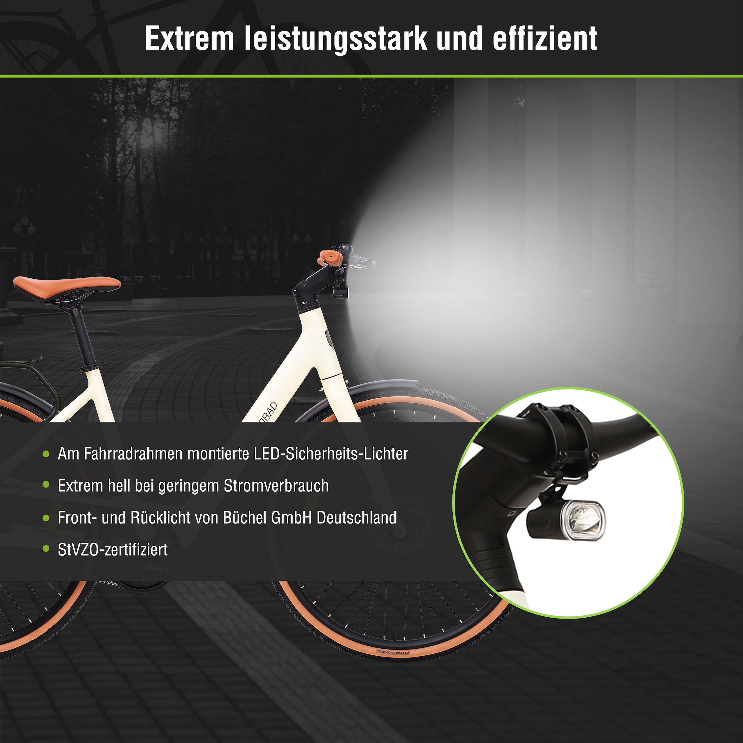 SachsenRad »C3V Roma II« 1 Gang ohne Schaltung Heckmotor 250 W leichte 16 kg, ohne Gepäckträger und Schutzblech,  KI-Unterstützung, Riemenantrieb, Tiefeinsteiger, Alarmanlage