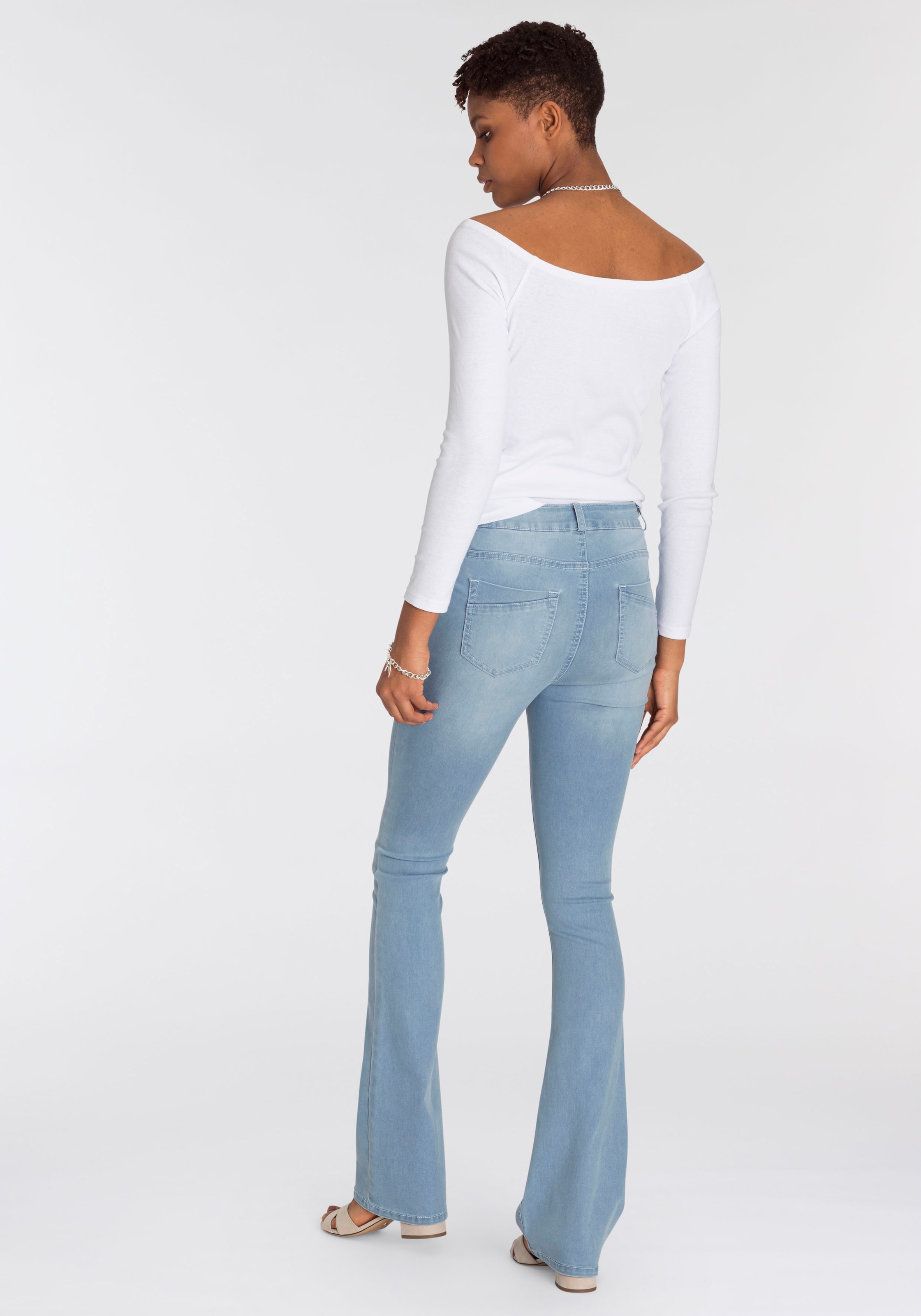 Arizona Bootcut-Jeans »Ultra Stretch«, Waist High | Shapingnähten kaufen BAUR mit für