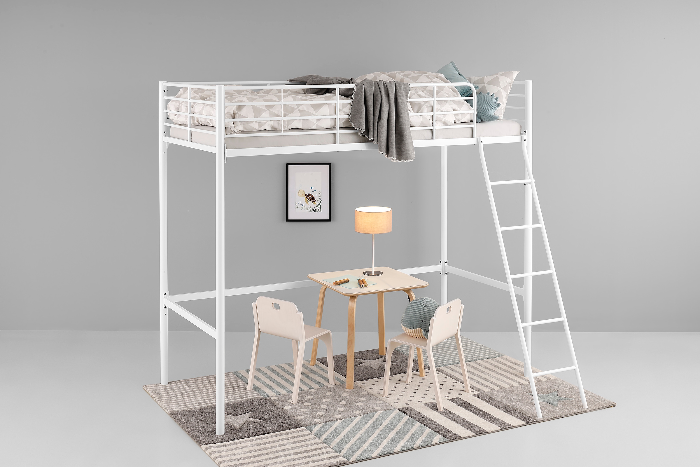 Hochbett OTTO HOME, B:159cm H:186cm L:208cm, weiß, Jugendzimmer, Hochbetten, "Hayo, Topseller Zeitloses Metallbett, in mehreren Farben", inkl.