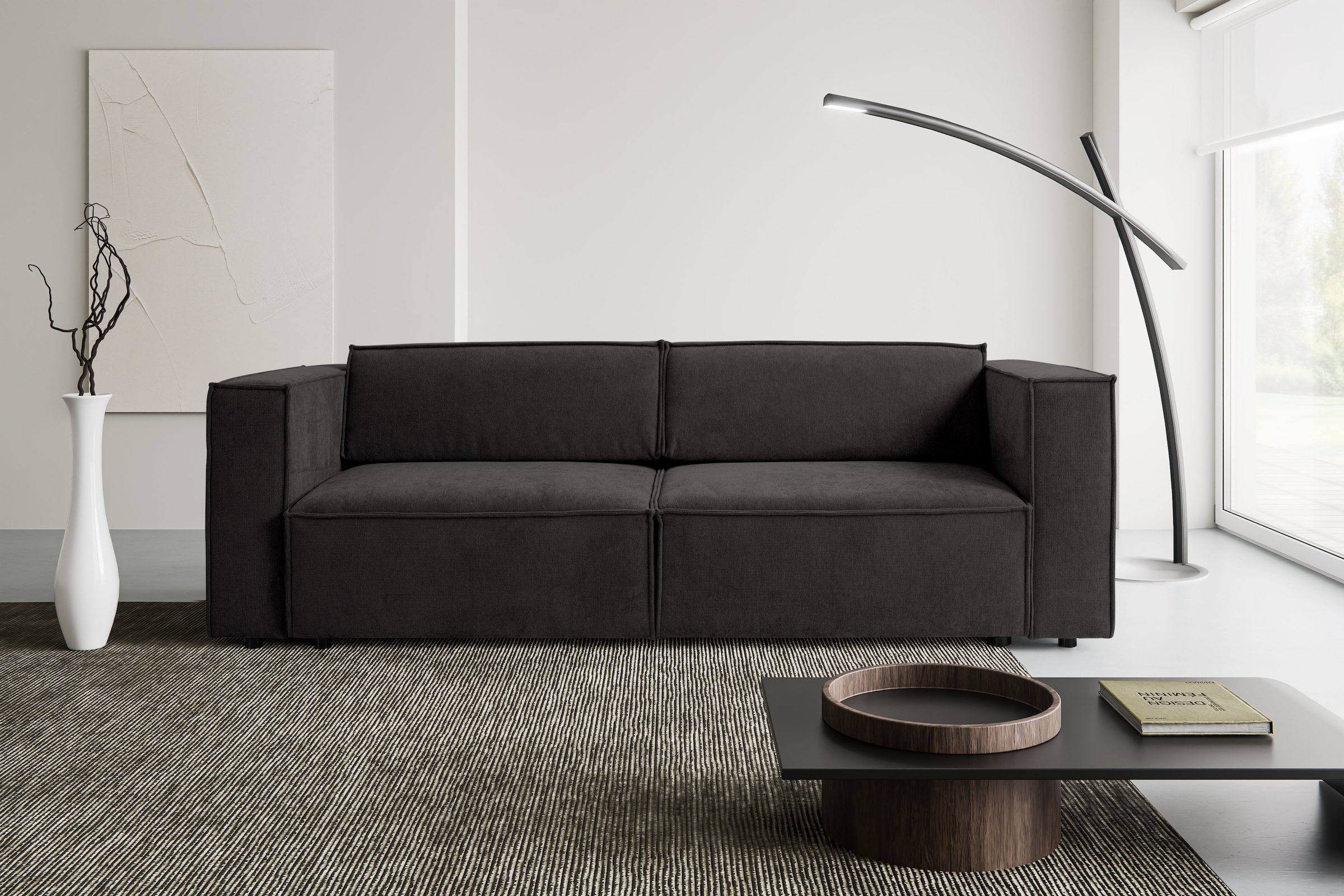 WERK2 Schlafsofa "Kansas Breite 252 cm, modern & bequem, viel Platz, kubisches Design" Struktur, Bettkasten