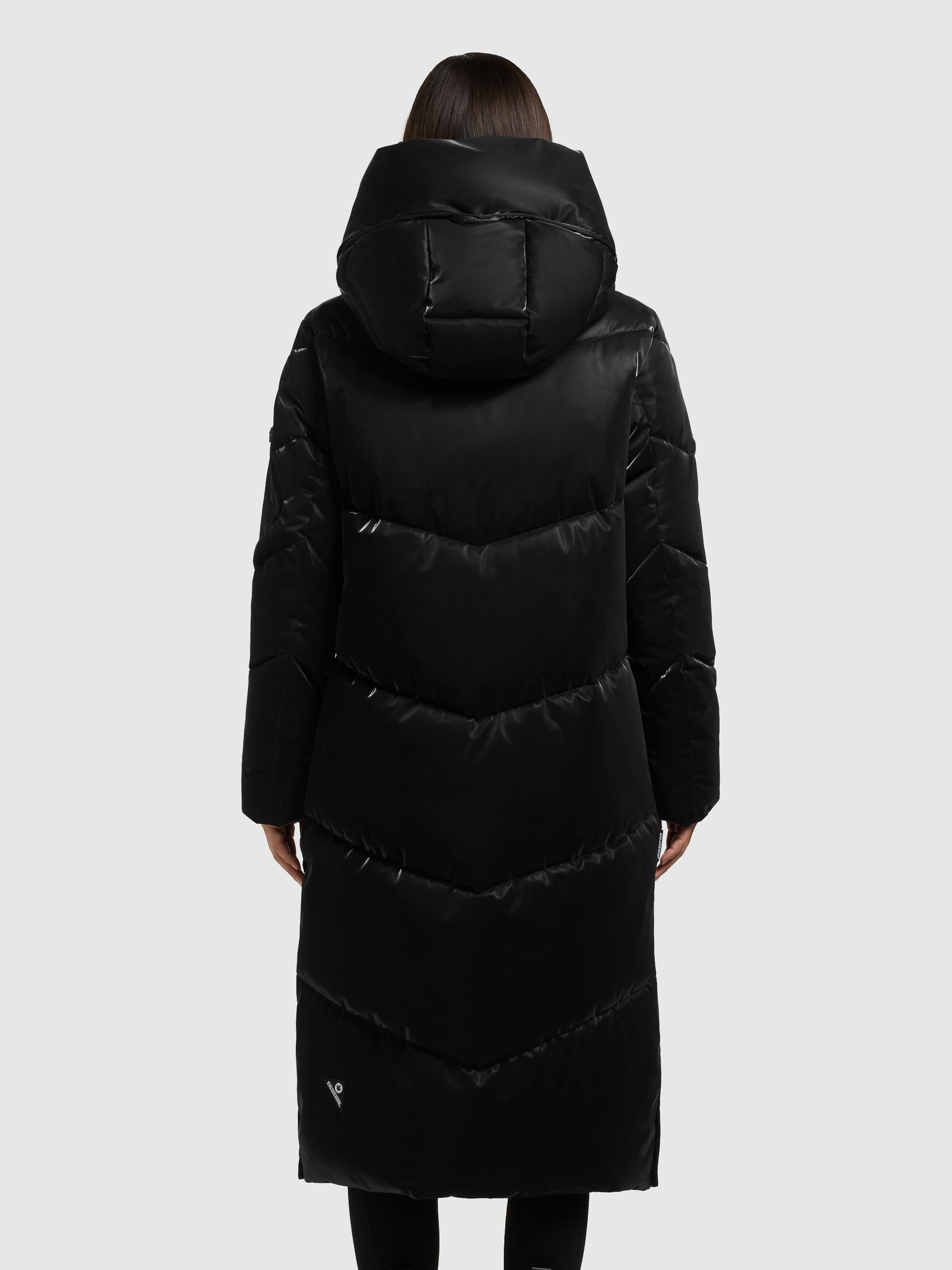 Steppmantel KHUJO "PULSET SHINY", Damen, Gr. XS, schwarz, 100% Polyester, unifarben, eingesetzt elastischer Bund mit Windstopper, Mäntel Steppmantel 3