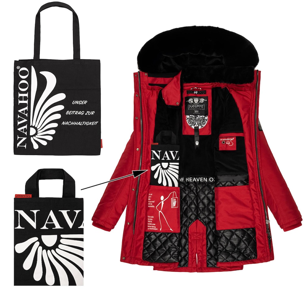 Navahoo Wintermantel »Tiniis«, Parka mit abnehmbarer Kapuze und extra Einkaufstasche