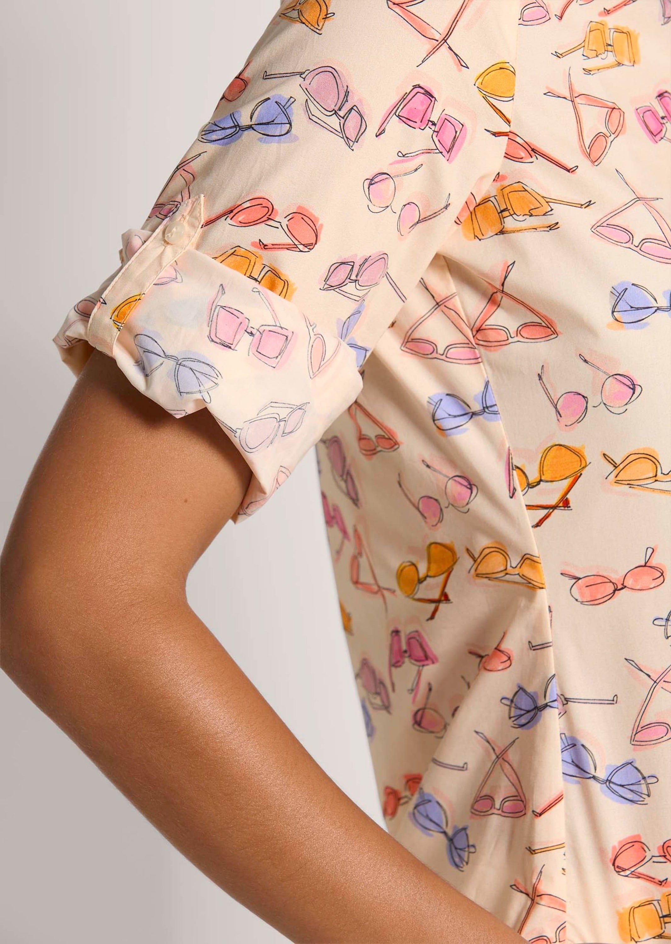 MADELEINE Hemdbluse »Hemdbluse Druckbluse mit Brillen-Muster« Bluse mit Unikatdruck