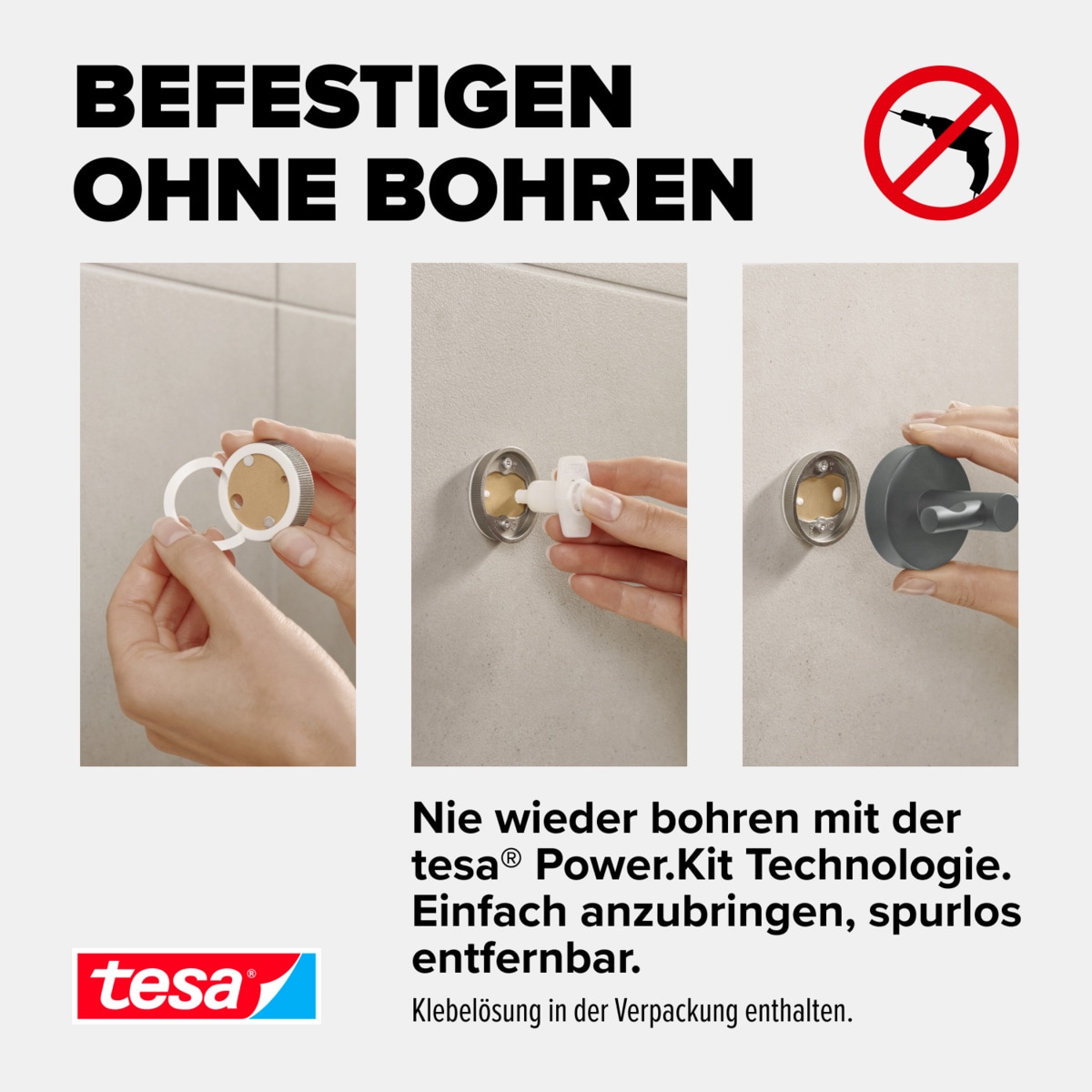 tesa WC-Reinigungsbürste »MOON Toilettenbürstenhalter« Packung 2 Stk. grau - 37,9 cm : 11,2 cm : 14,5 cm