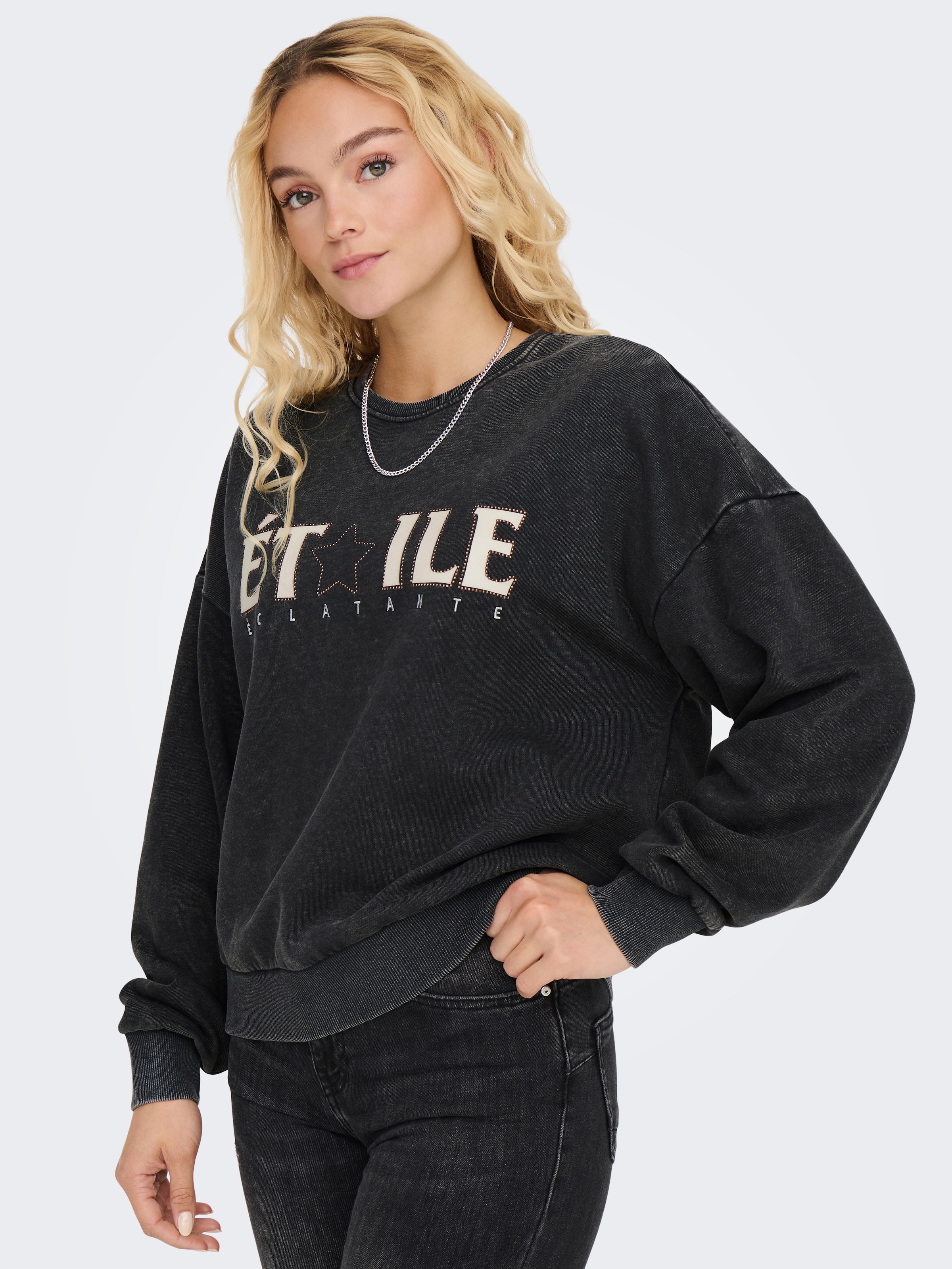 ONLY Sweatshirt "ONLPENELOPE L/S BEADS O-NECK SWT" günstig online kaufen