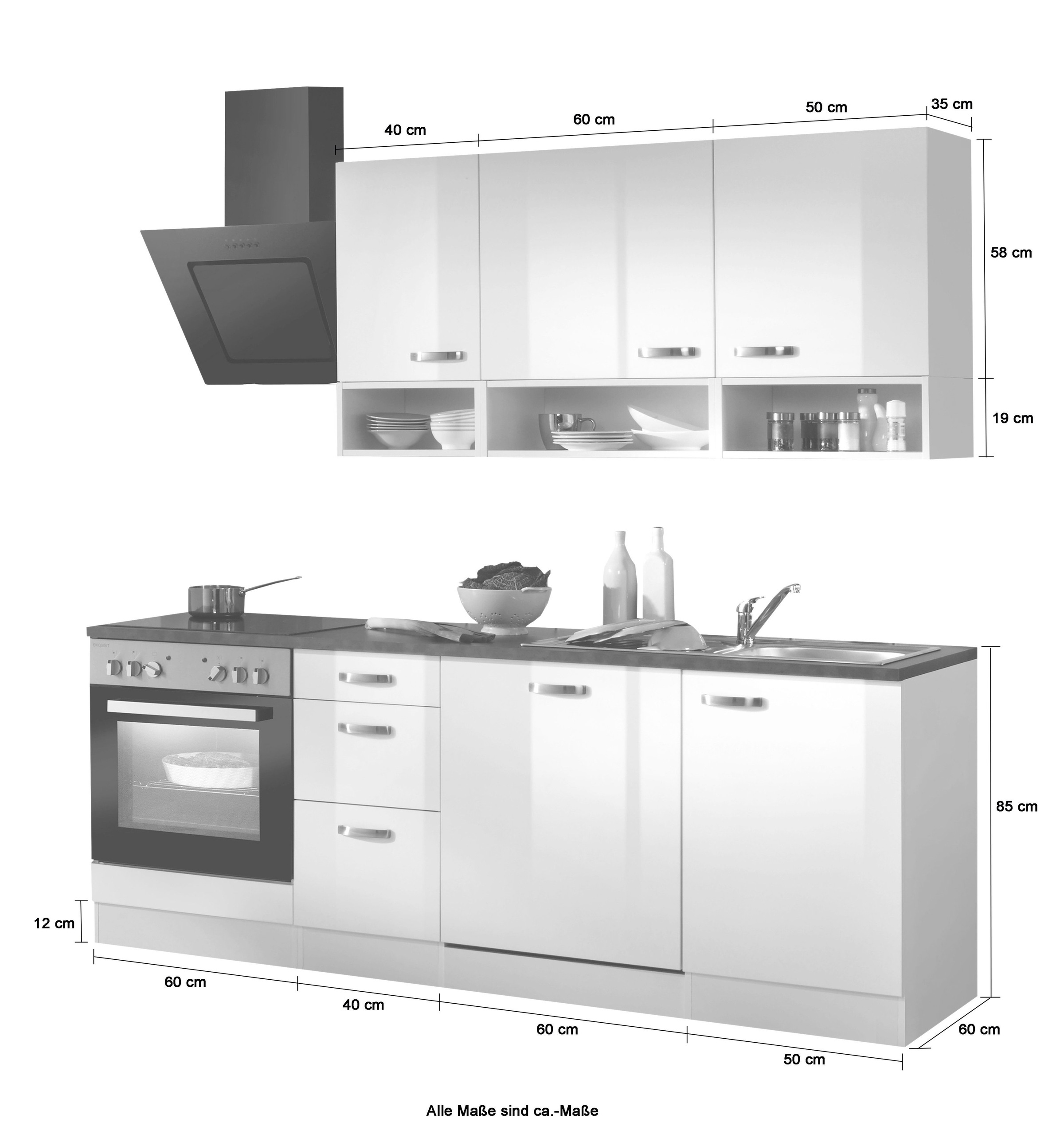 OPTIFIT Küchenzeile »Agos«, mit E-Geräte, Breite 210 cm