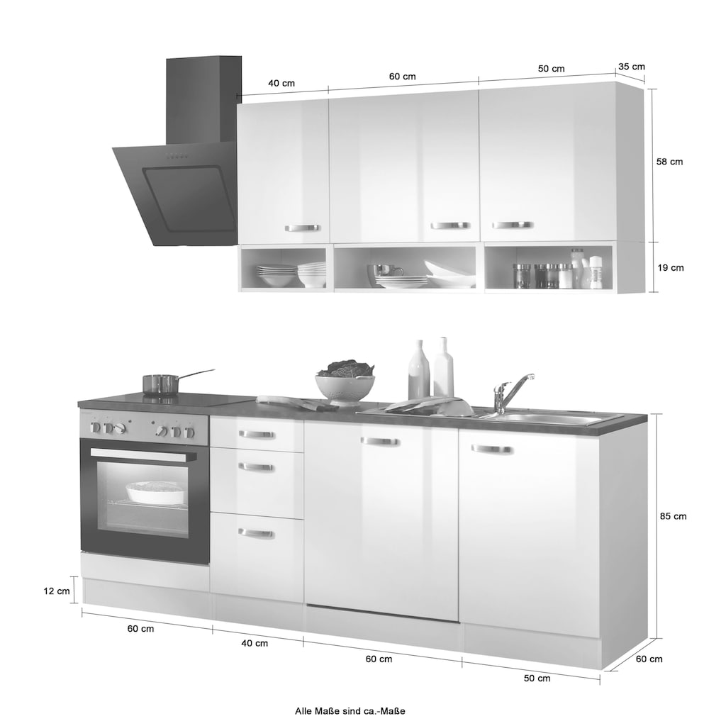 OPTIFIT Küchenzeile »Lagos«, mit E-Geräte, Breite 210 cm