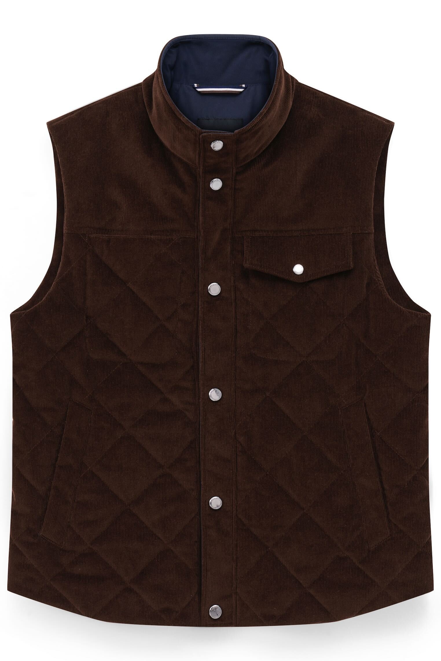 bugatti Cordweste »Regular Fit« mit Stehkragen und Druckknöpfen