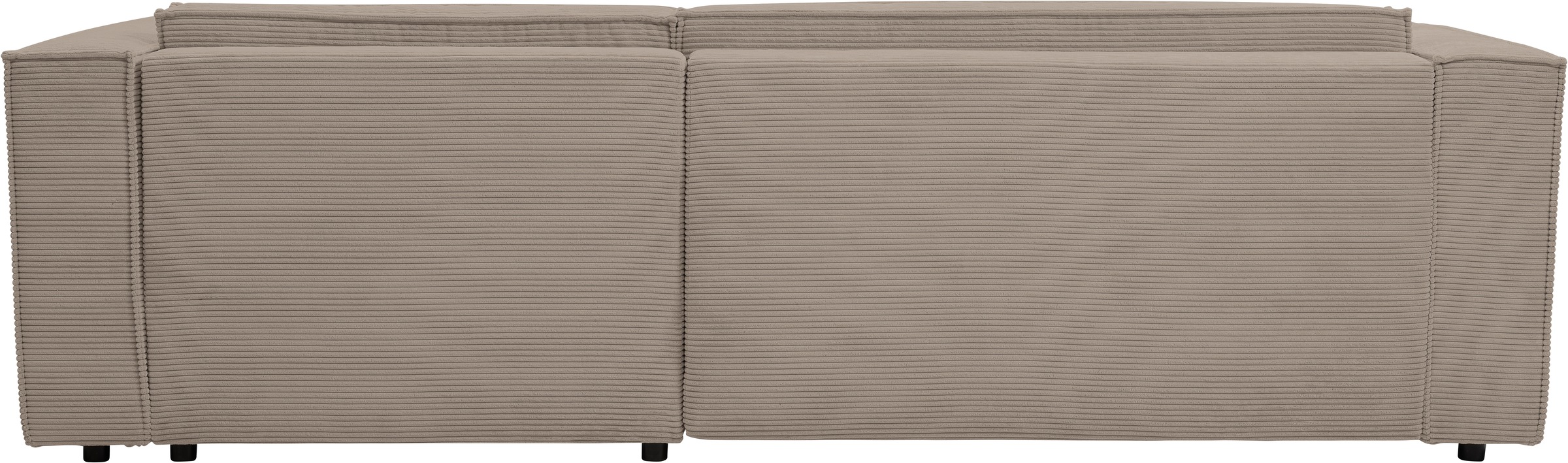 WERK2 Ecksofa »Atlanta, moderne Designsprache, Stellmaße 280x147cm, L-Form, Kedernaht«, hoher Komfort, Schlaffunktion & Bettkasten, Cord, Greige
