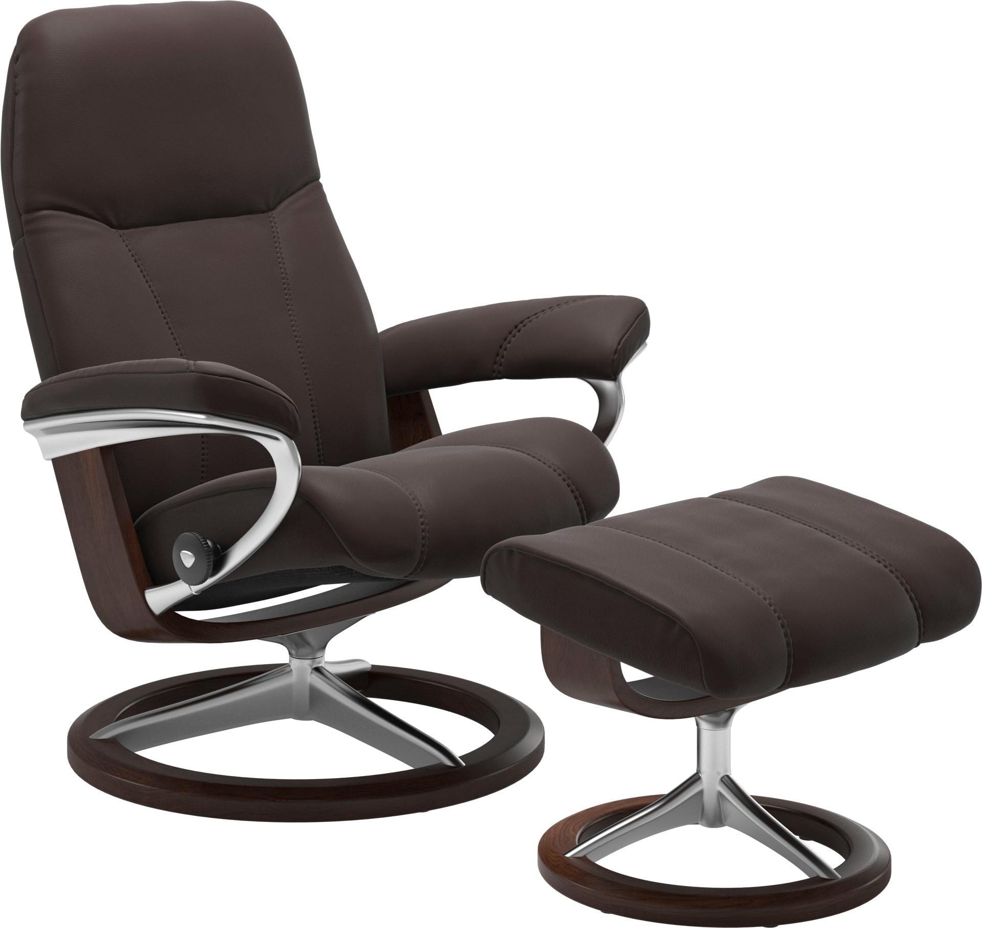 Stressless Relaxsessel "Consul" Set, Relaxsessel mit Hocker, mit Hocker, mit Signature Base, Größe L, Gestell Braun