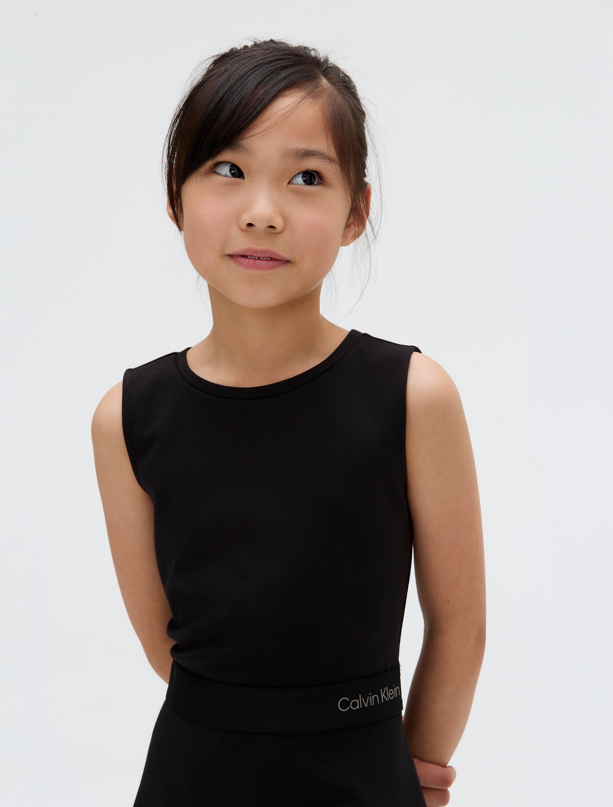 Calvin Klein Jeans Minikleid »FIT FLARE SLEEVELESS PUNTO DRESS«, Logo-Tape-Besatz an der Taille