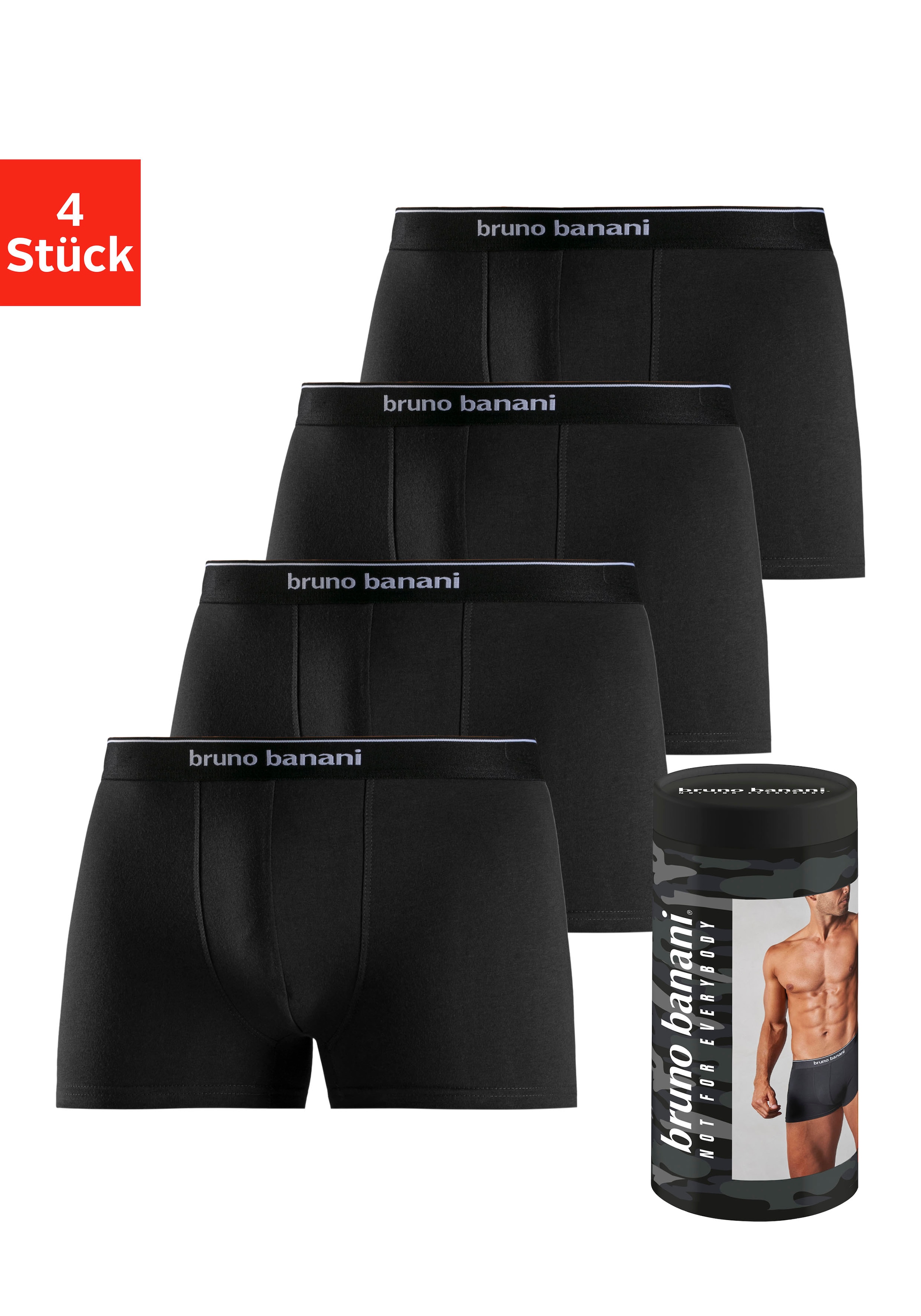 Bruno Banani Boxer "Boxershorts für Herren" Dose, 4 Stk. in der Dose verpackt