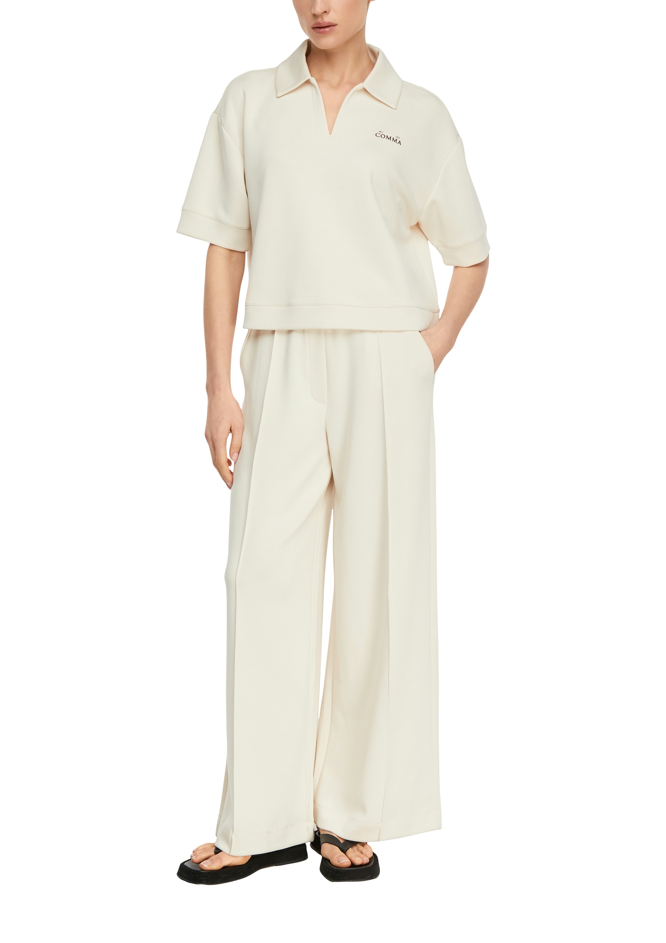 Comma Sweatshirt , Halbarm mit Hemdkragen
