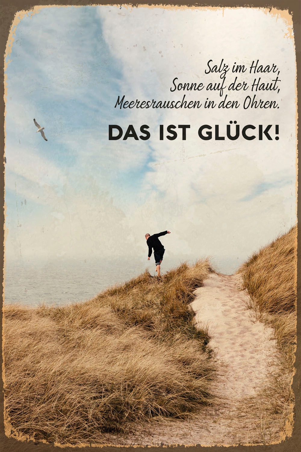 queence Metallbild "Meeresglück" Schriftzug  Schriftzüge  Strand 1 Stk. tlg günstig online kaufen