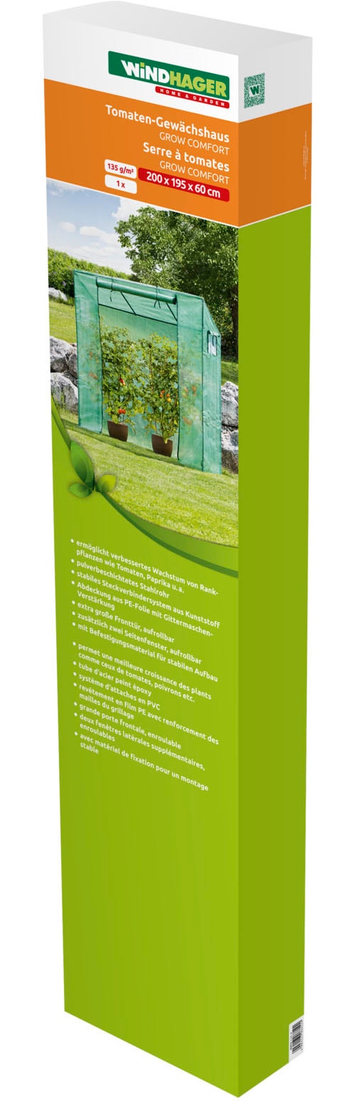Windhager Tomatengewächshaus »begehbar für den Garten« Anzucht Foliengewächshaus aus Kunststoff, 200/170 x 195 x 60 cm, grün