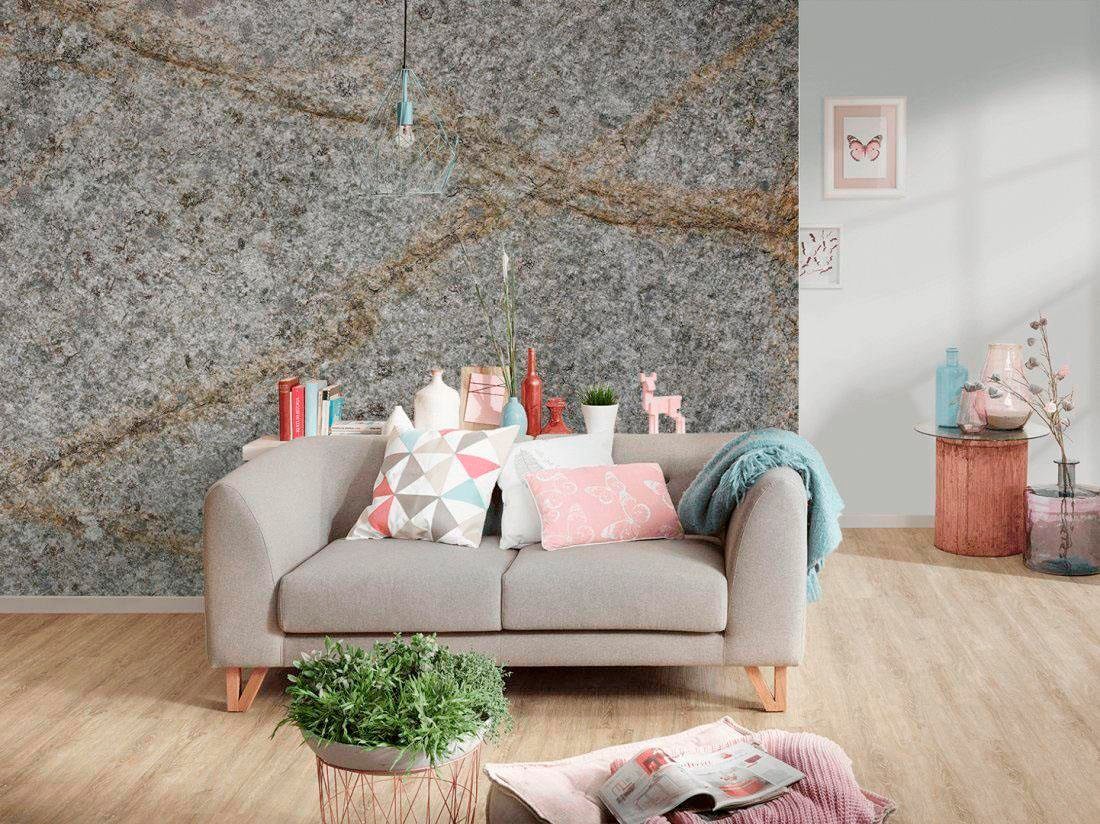 living walls Fototapete »Stone Vlies«, Tapete Steinoptik Fototapete Steinwand 3,50 m x 2,55 m